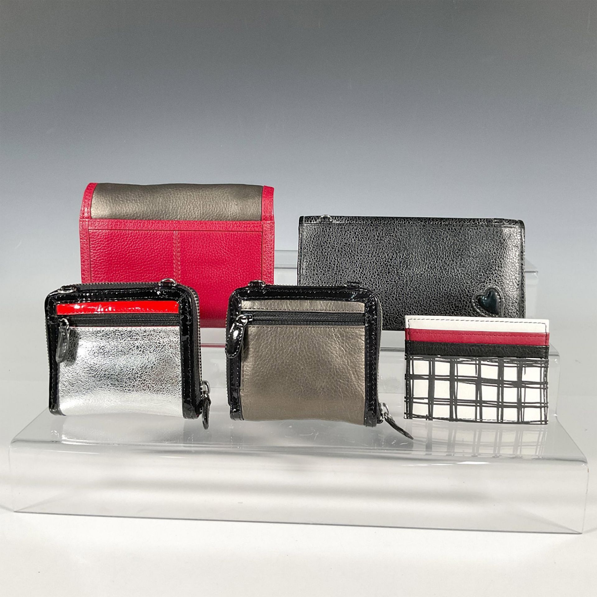 5pc Brighton Leather Wallets, Small Handbag, Red/Black - Bild 2 aus 2