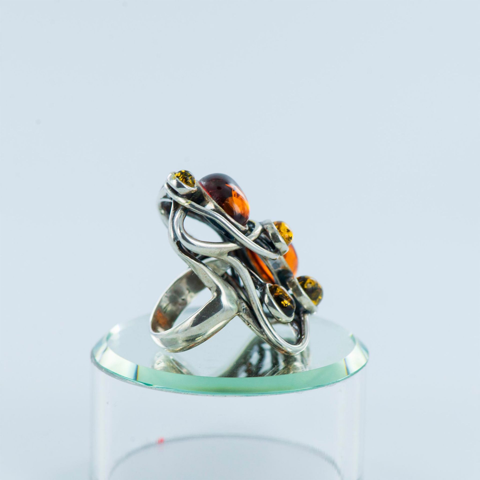 Sterling Silver and Honey Amber Ring - Bild 8 aus 10