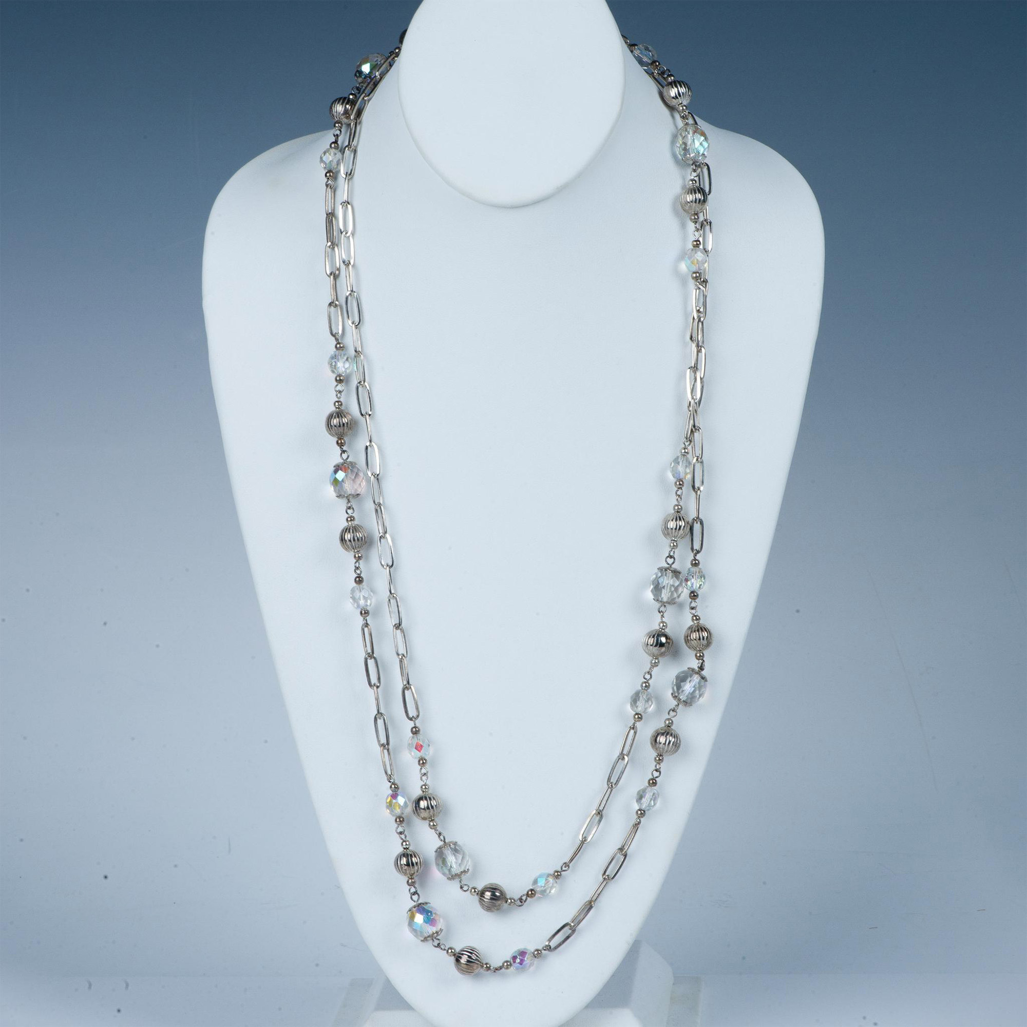 2pc Silver Tone Crystal Necklace & Rhinestone Cuff Bracelet - Image 4 of 6