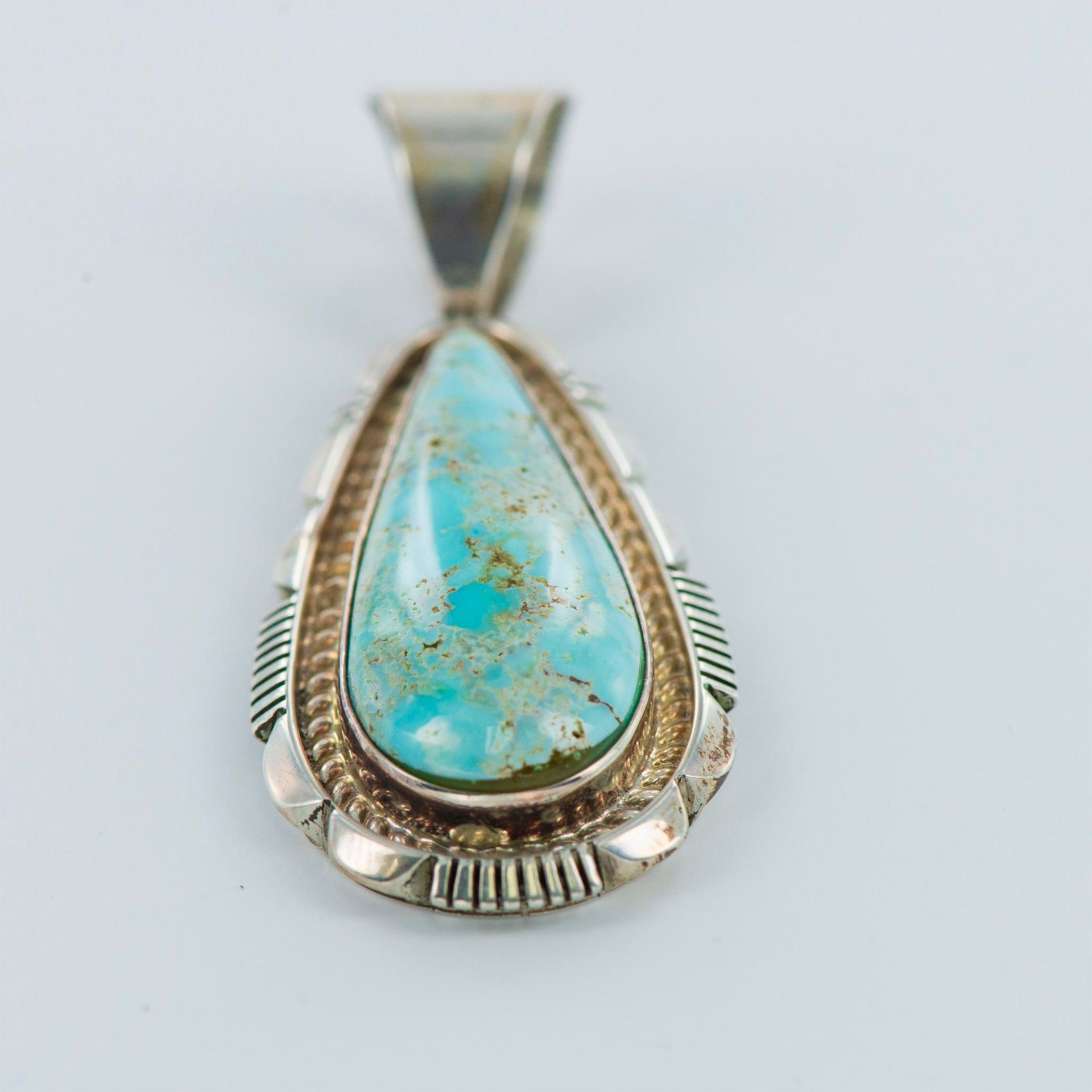Richard Curley Sterling Silver and Turquoise Pendant - Bild 2 aus 6