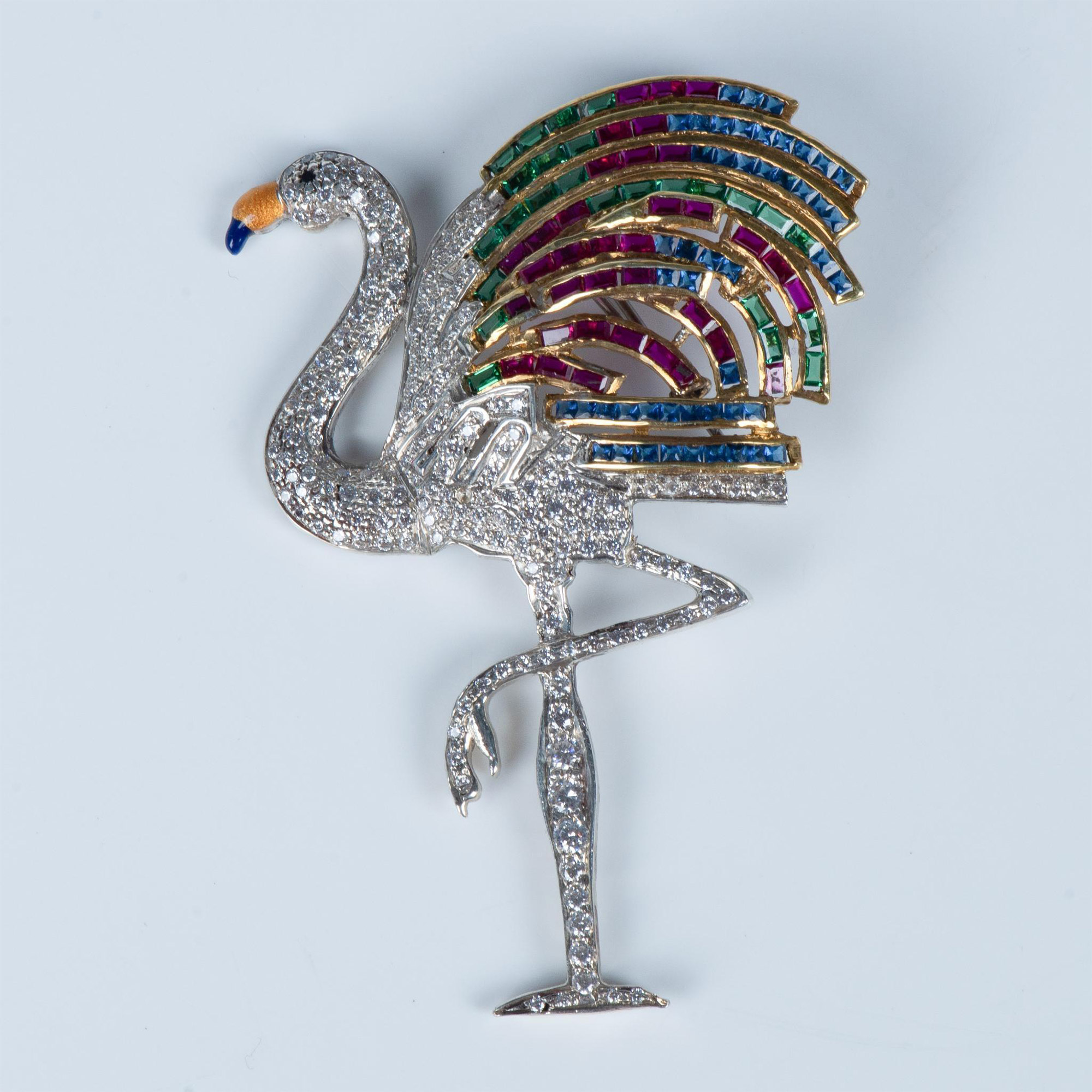 Sterling Silver and Swarovski Crystal Flamingo Brooch