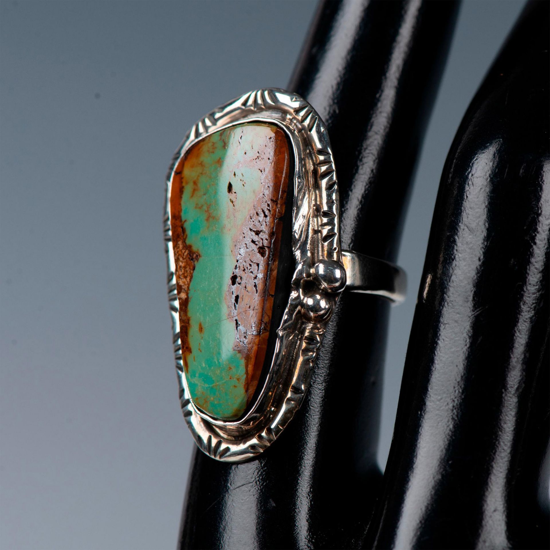 2pc Navajo Sterling Silver and Turquoise Necklace & Ring - Image 4 of 7