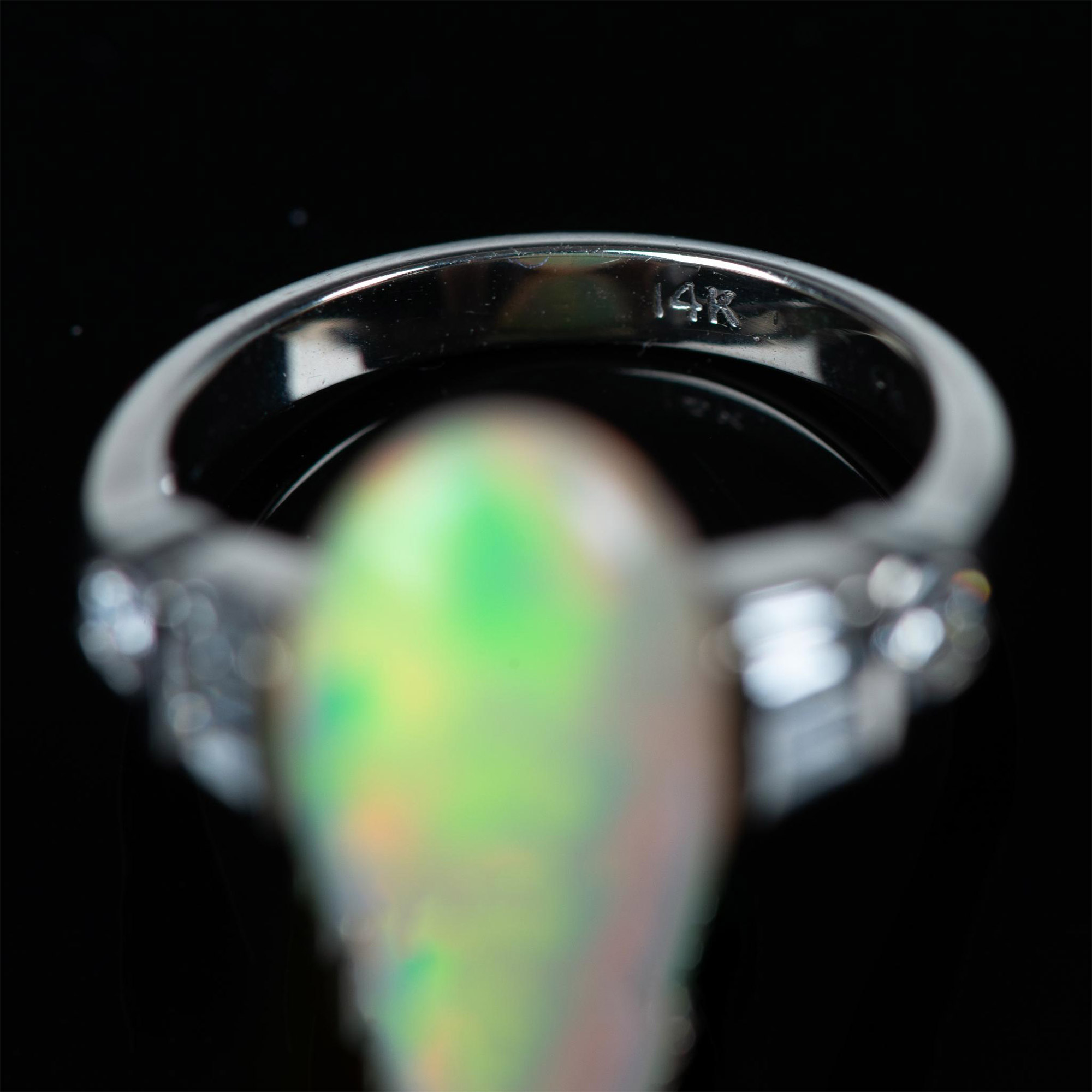 Fabulous 14K White Gold, Diamond, and Opal Ring - Image 7 of 8