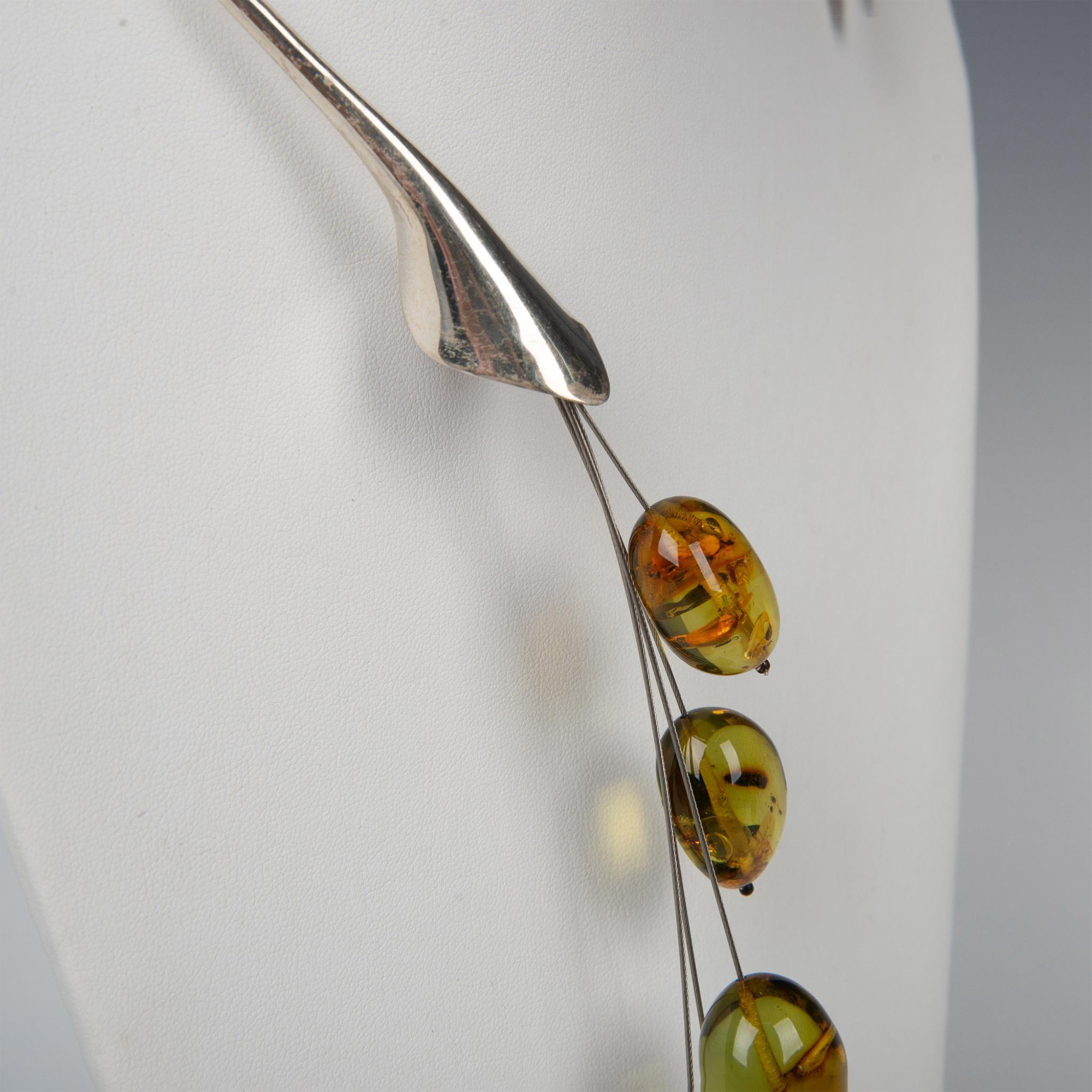 Sterling Silver and Amber Drop Necklace - Image 2 of 4