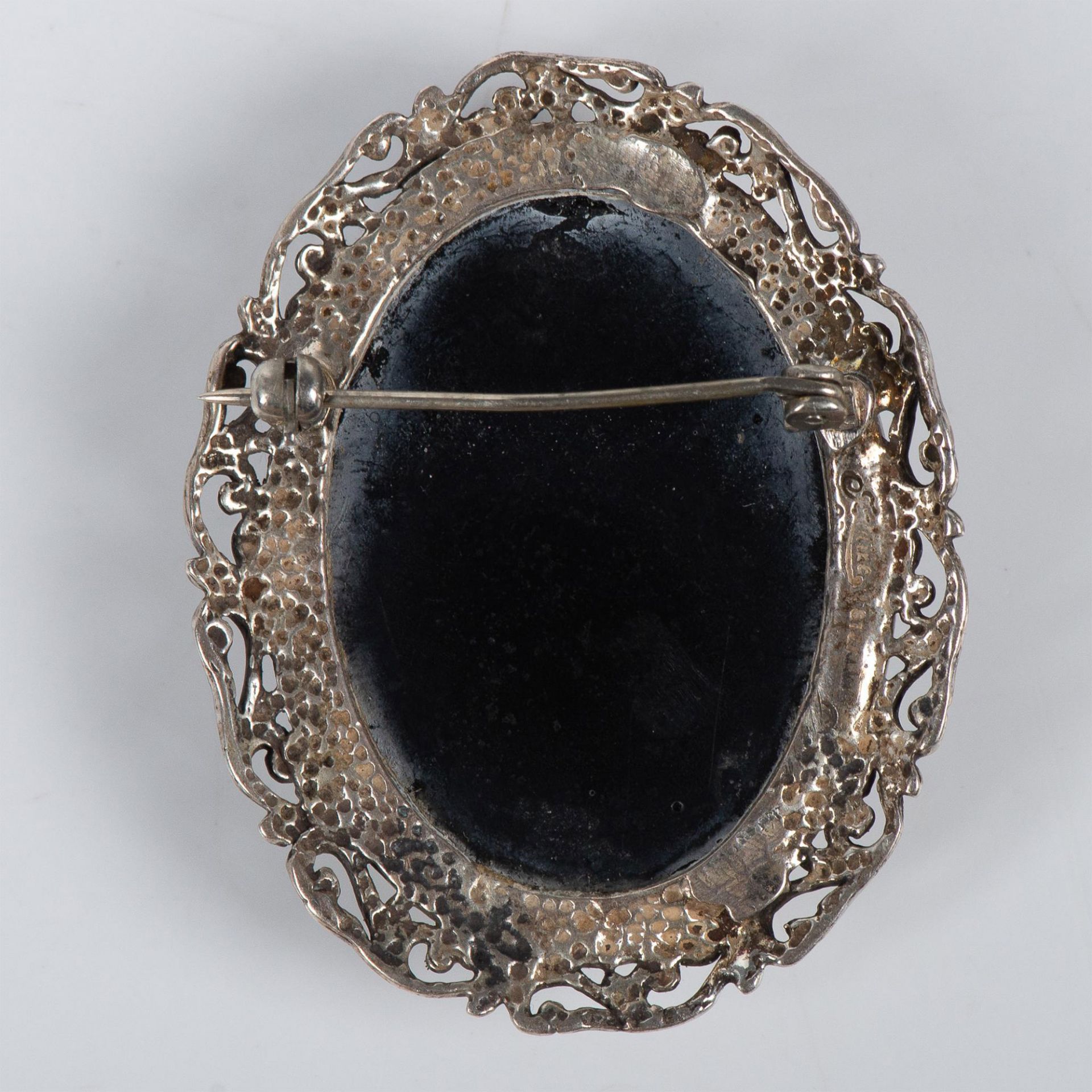 Jezlaine Cameo Brooch Sterling Silver Black & White - Image 2 of 3