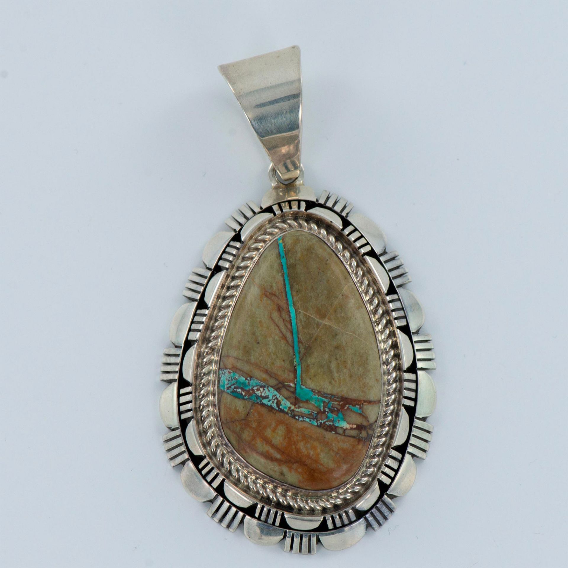 Richard Curley Navajo Turquoise and Sterling Silver Pendant