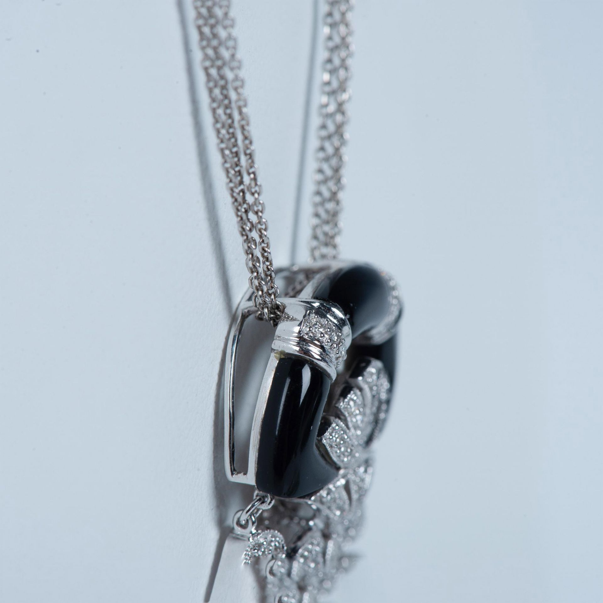 18k White Gold, Onyx and Diamond Necklace - Bild 4 aus 6