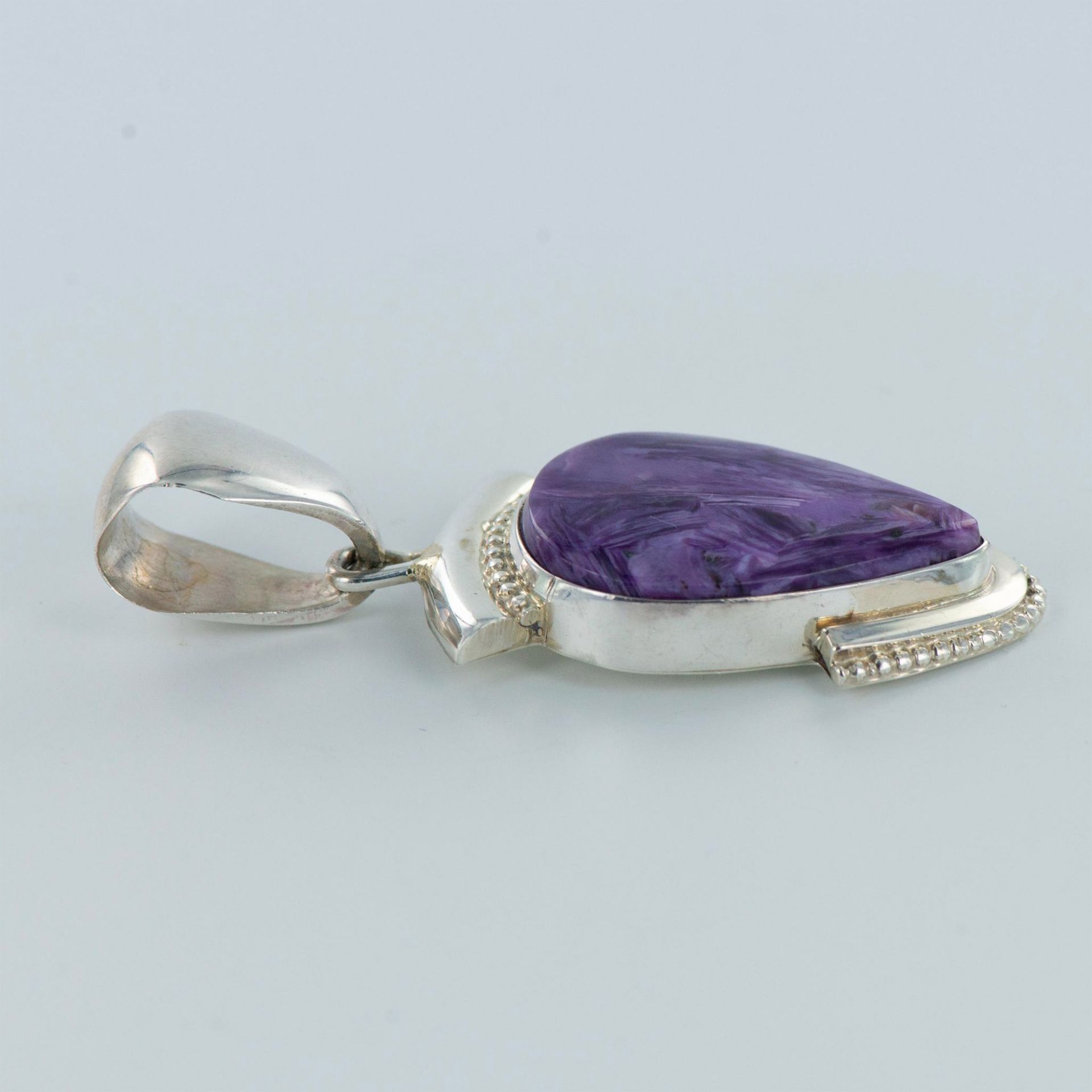 Navajo Gary G. Sanchez Charoite and Sterling Silver Pendant - Image 4 of 5