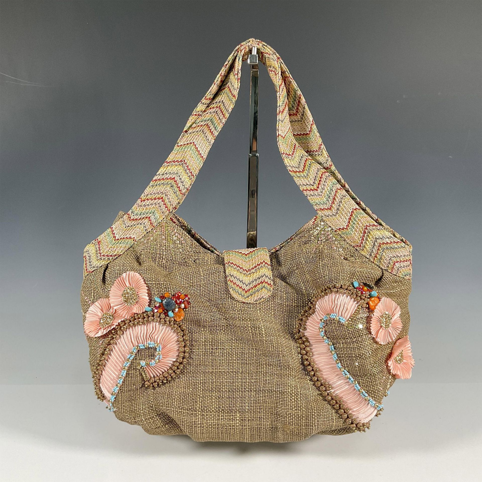 Mary Frances Large Burlap Embellished Handbag - Bild 2 aus 4
