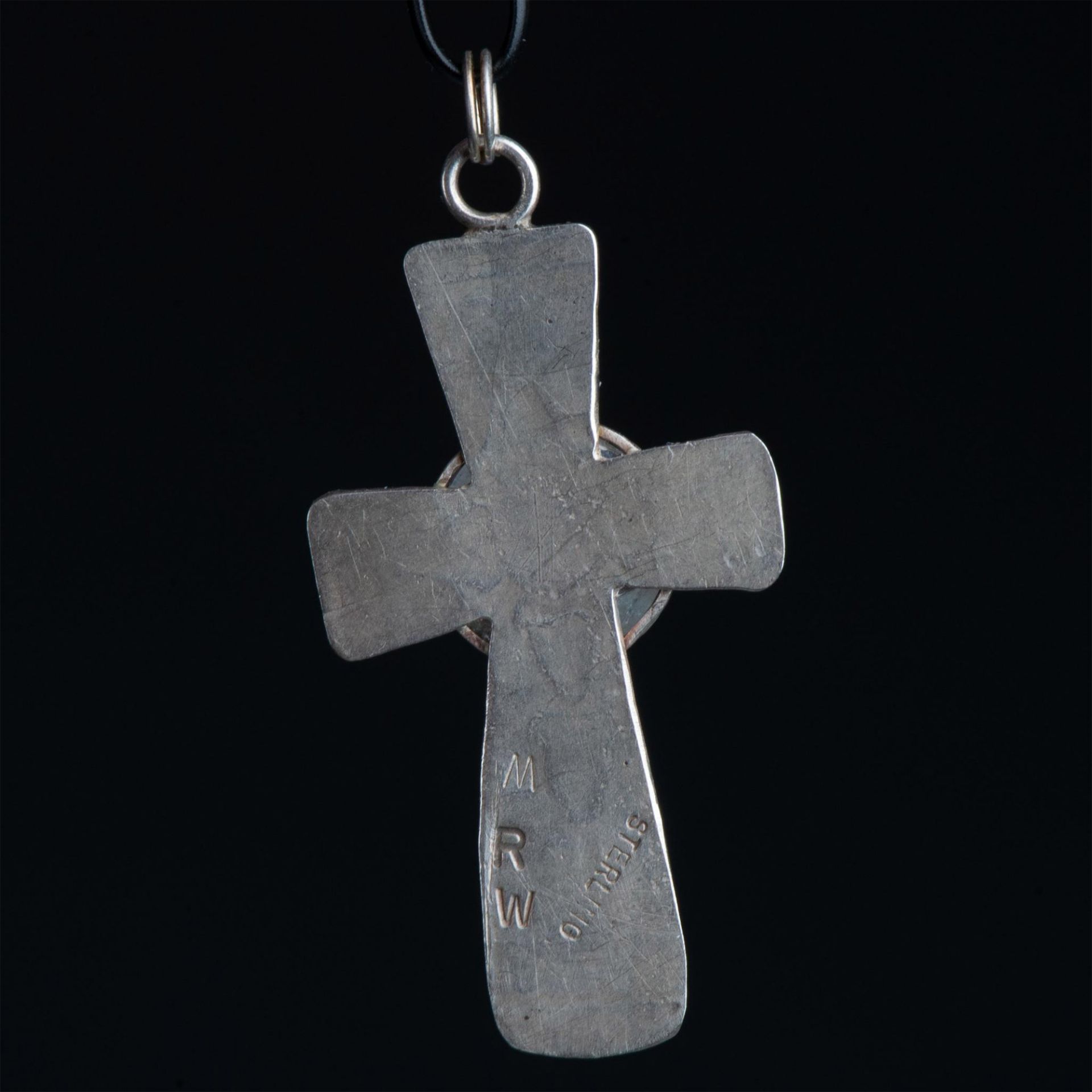 Sterling Silver and Moonstone Cross Pendant Religious Talisman - Image 2 of 4