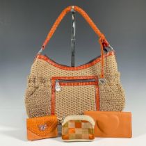 4pc Brighton Straw Shoulder Bag + Accessories