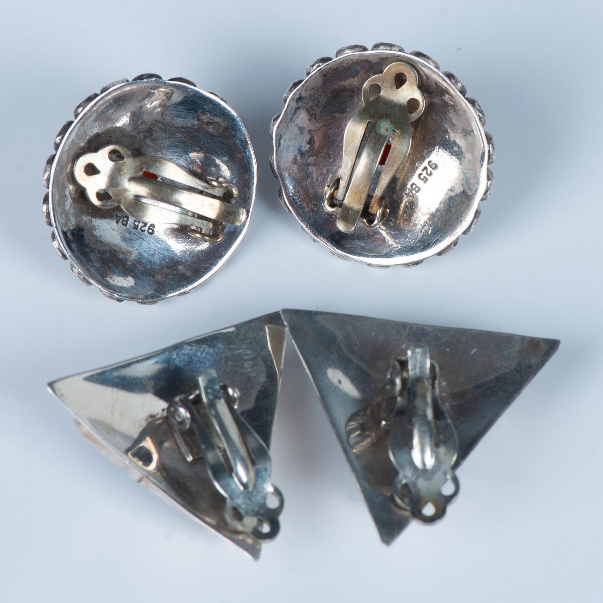 2 Pairs of Sterling Silver and Stone Clip Back Earrings - Image 2 of 4