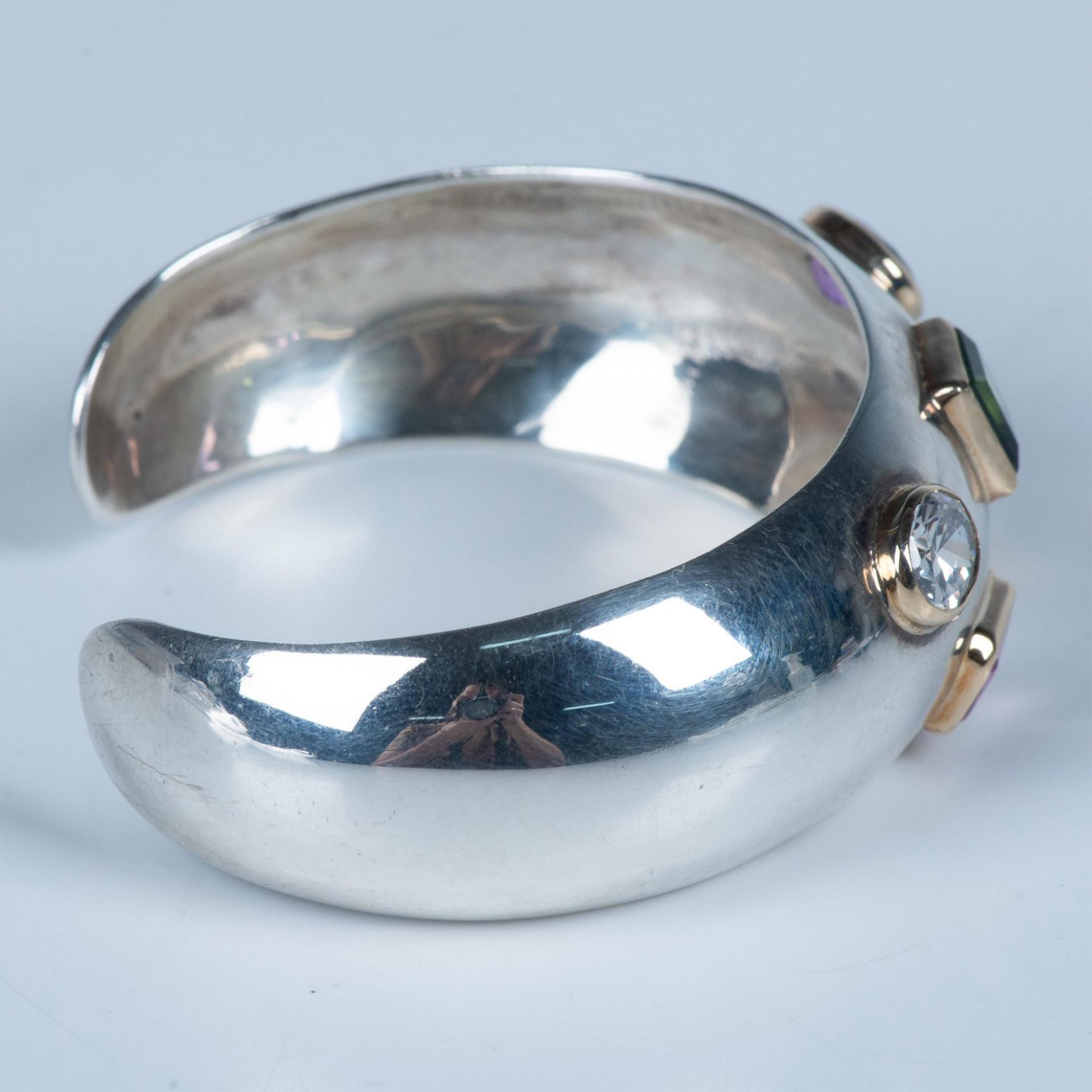 Sterling Silver Multi Color Gemstone Cuff Bracelet - Image 5 of 7