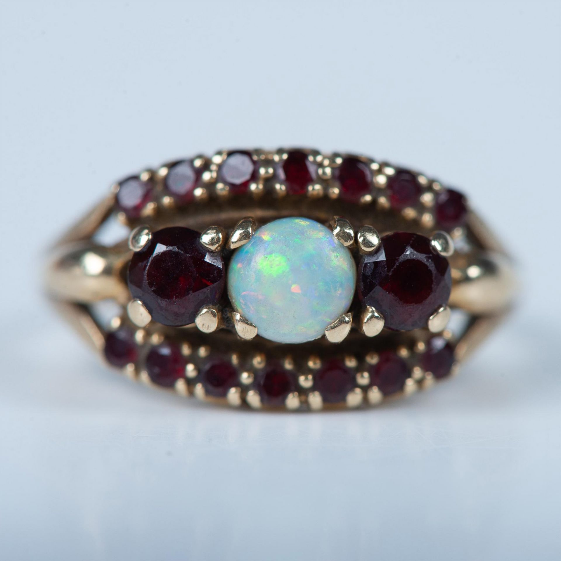 Garnet and Opal 14K Gold Ring - Bild 2 aus 6