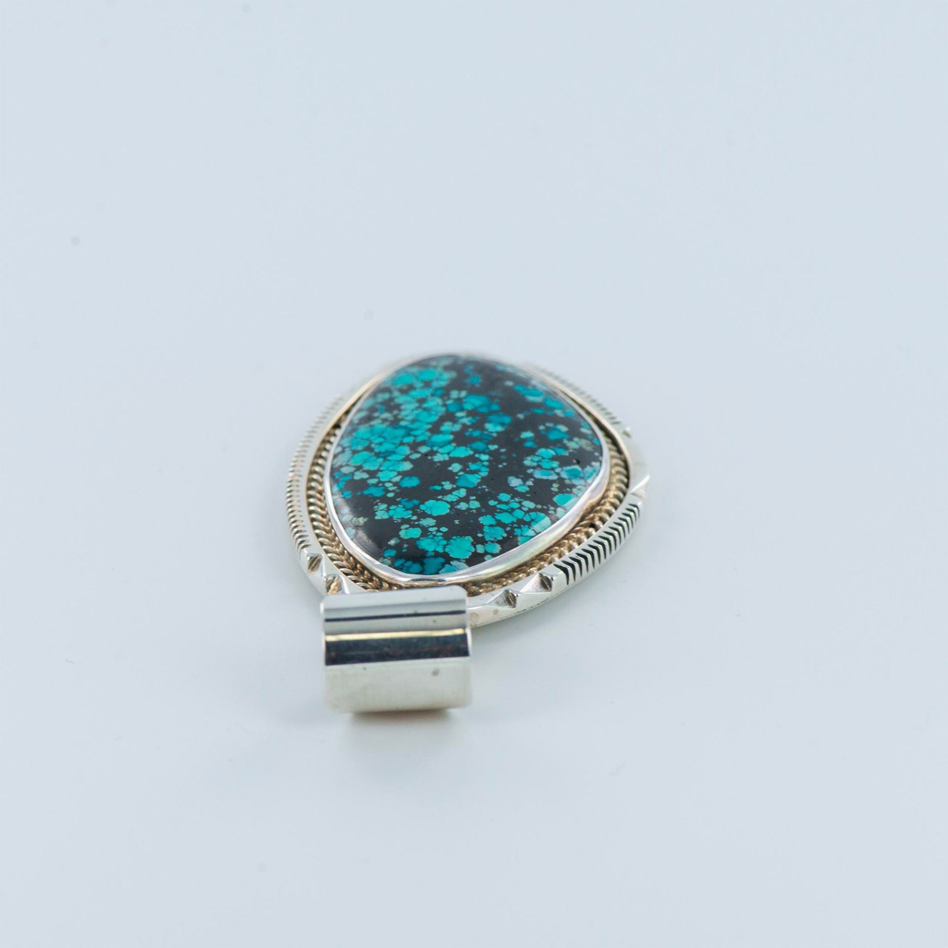 Bill Mex Dineh Sterling Silver and Turquoise Pendant - Bild 4 aus 7