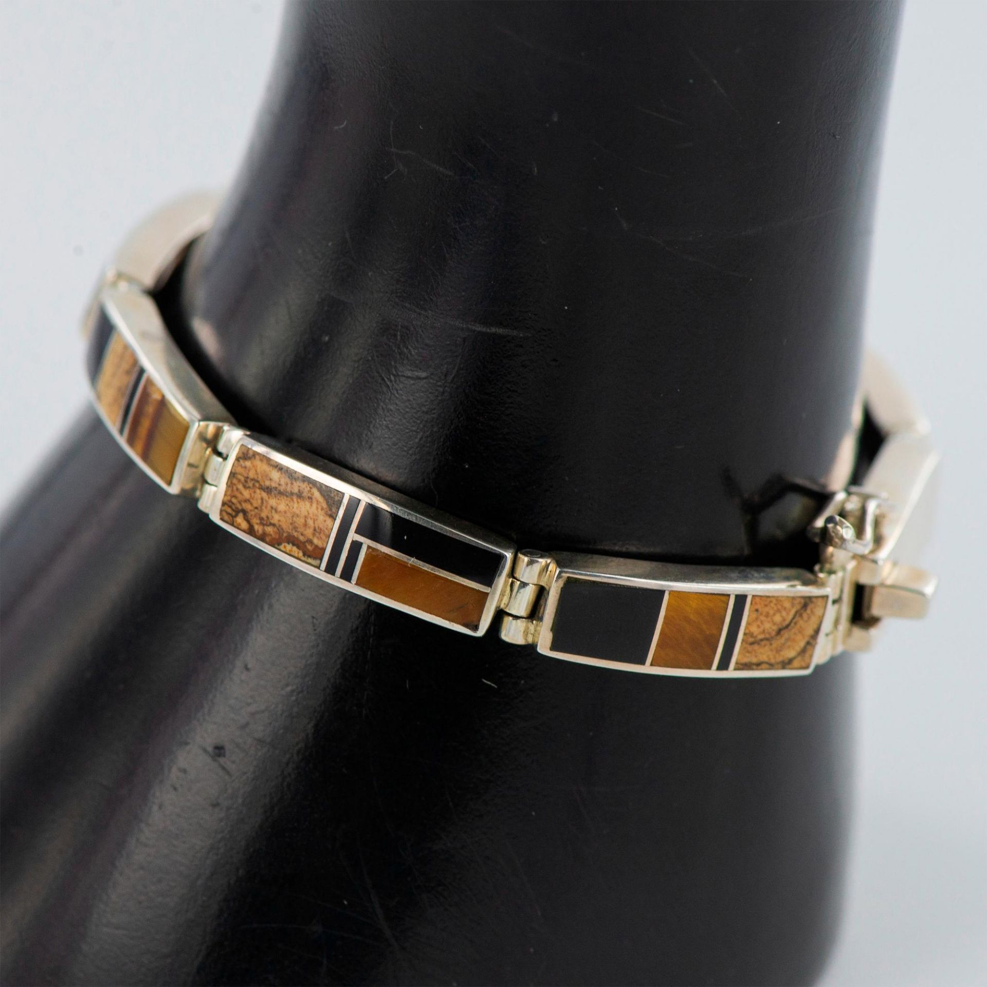 Native American Sterling Silver & Stone Bracelet & Ring Set - Image 6 of 9