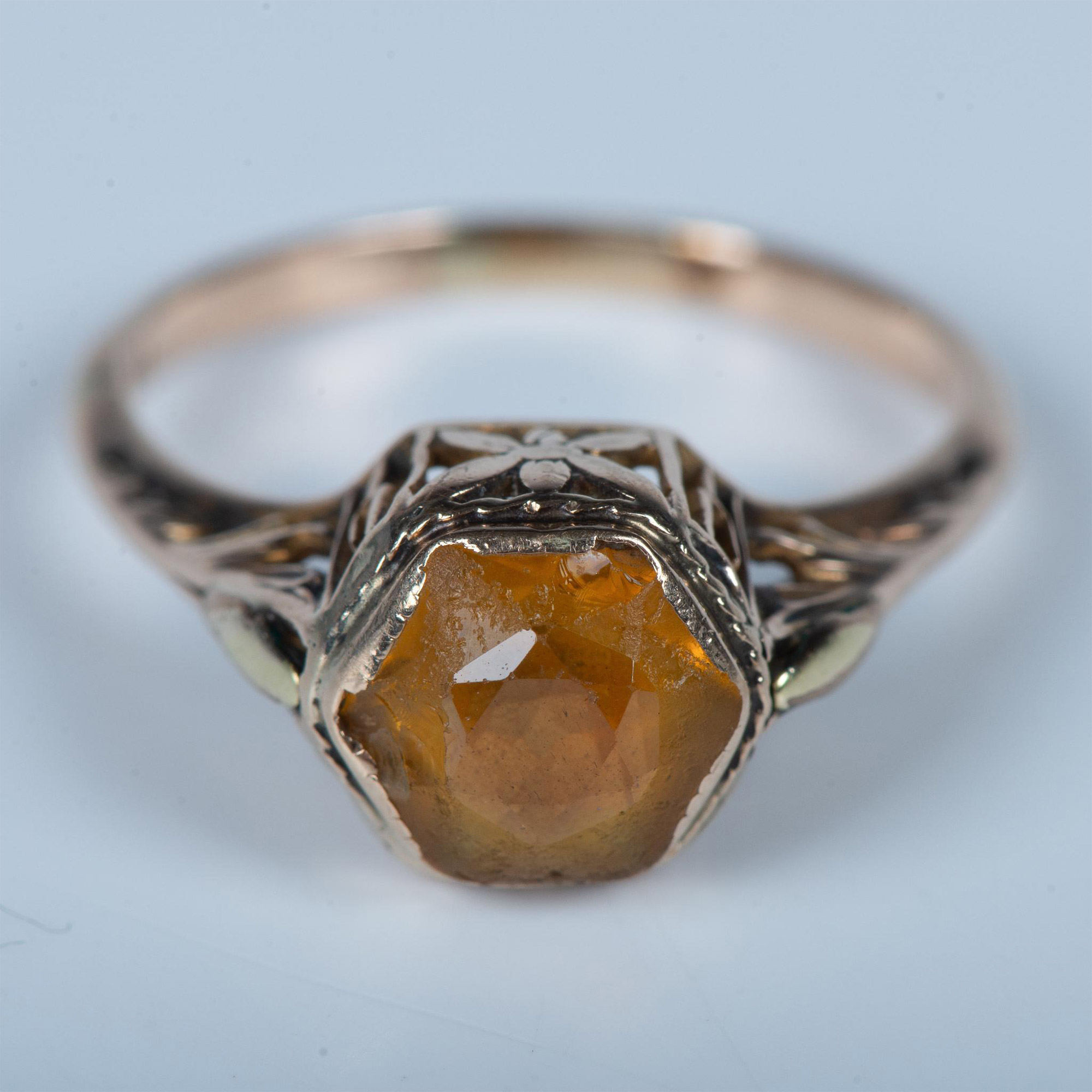 Vintage 10K Yellow Gold & Citrine Ring - Image 2 of 5