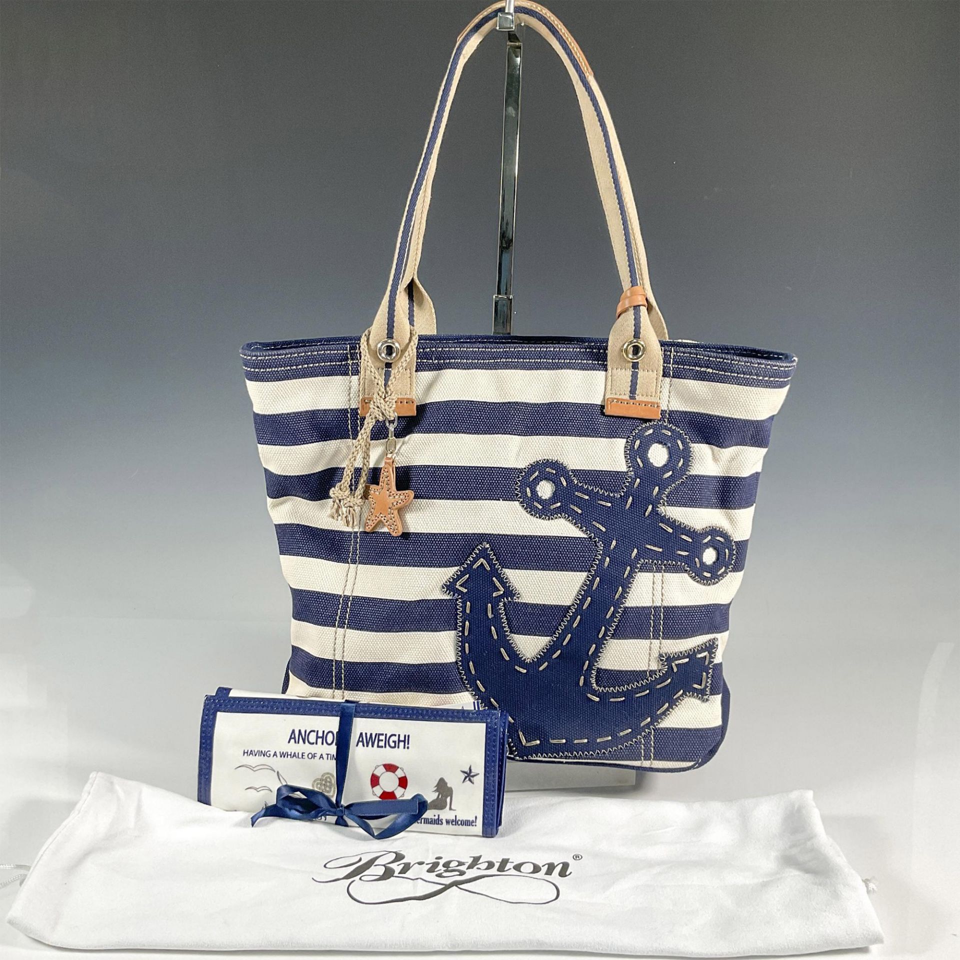 2pc Brighton Canvas Handbag and Jewelry Roll Case, Nautical - Bild 3 aus 4