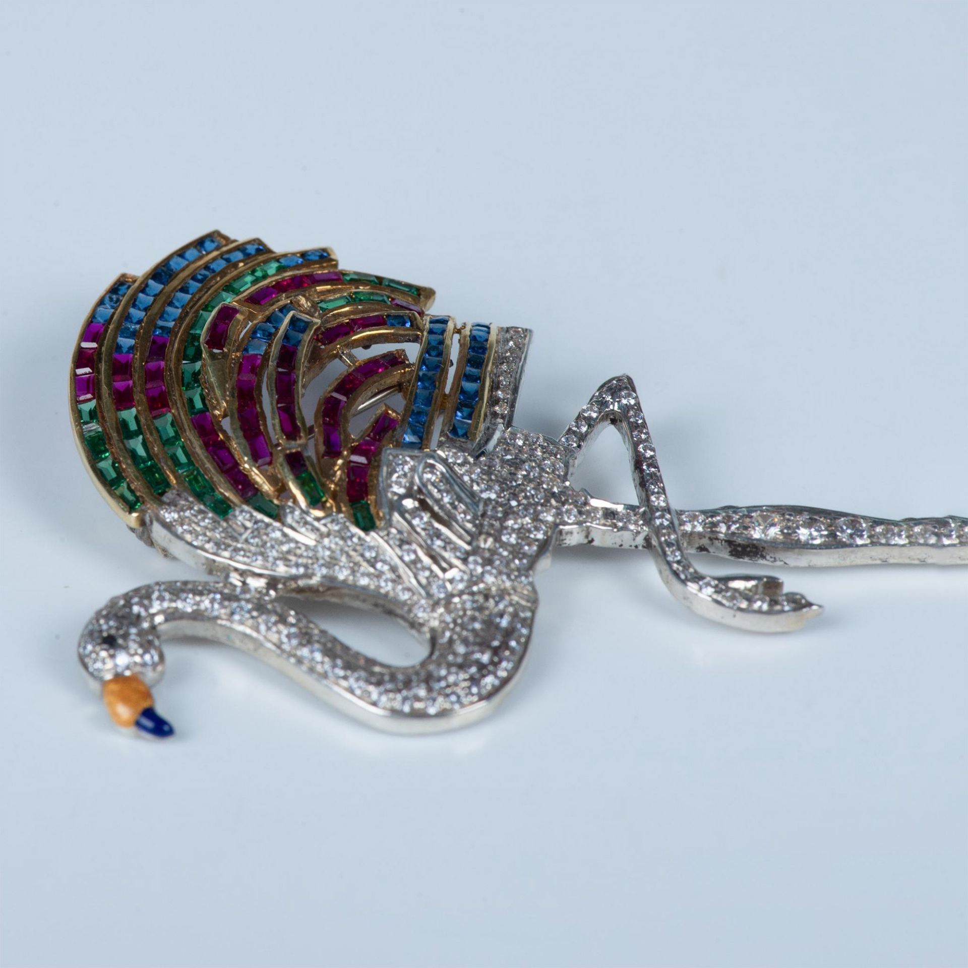 Sterling Silver and Swarovski Crystal Flamingo Brooch - Bild 5 aus 5