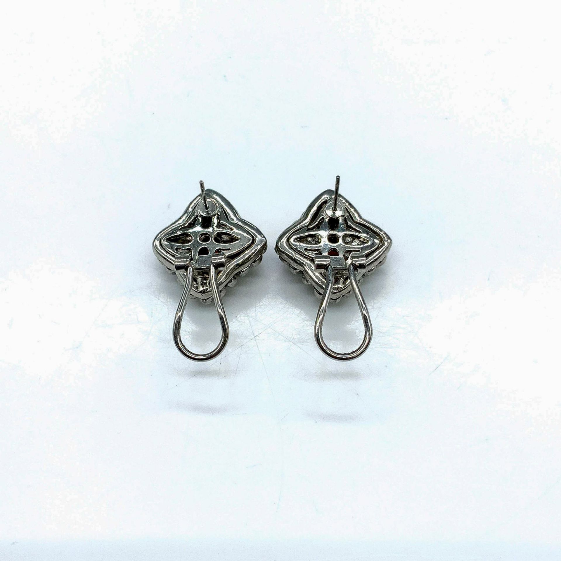 David Yurman Style Textured Sterling Silver & Amethyst Earrings - Image 3 of 3