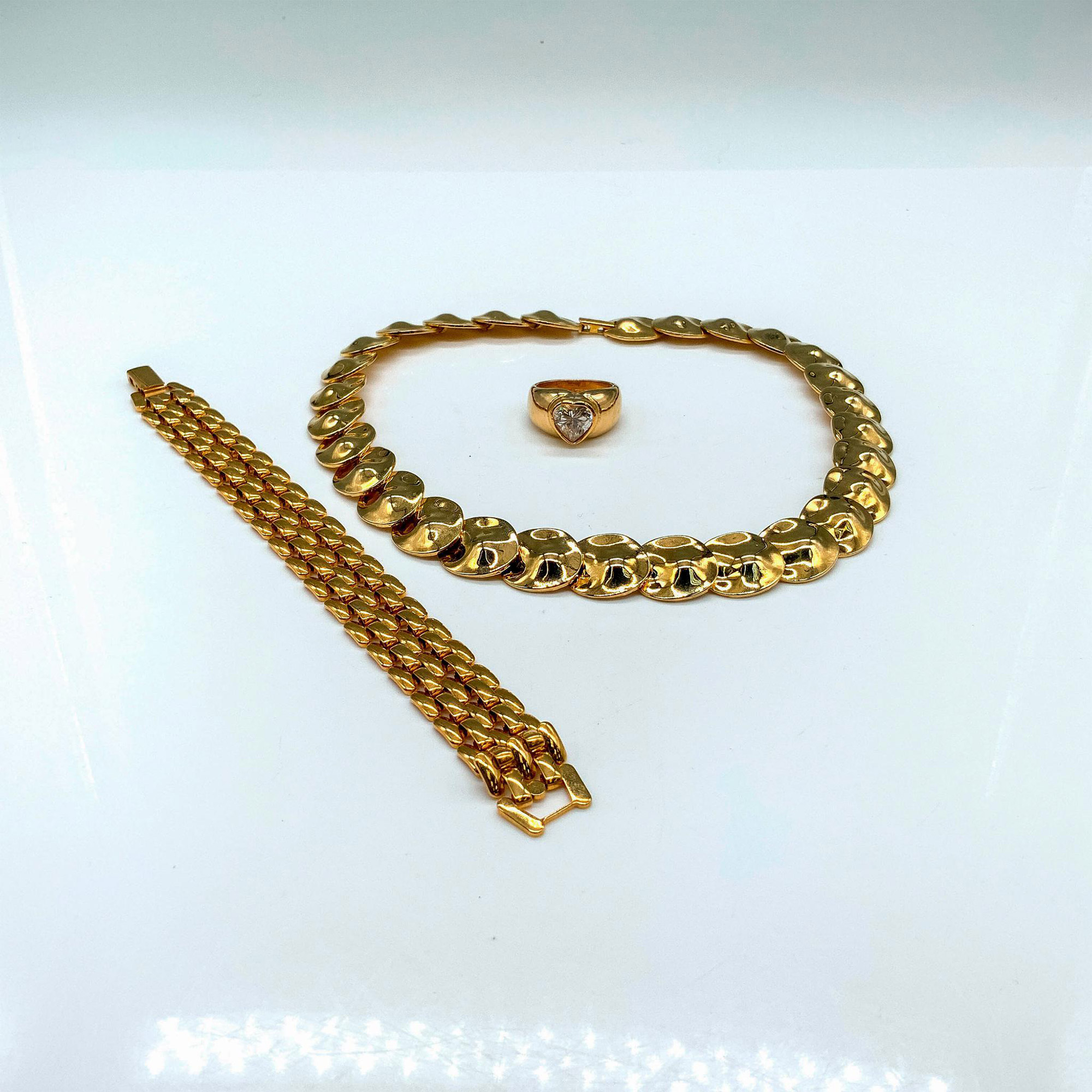 3pc Elegant Gold Filled Necklace, Bracelet, and Ring Set - Image 2 of 3