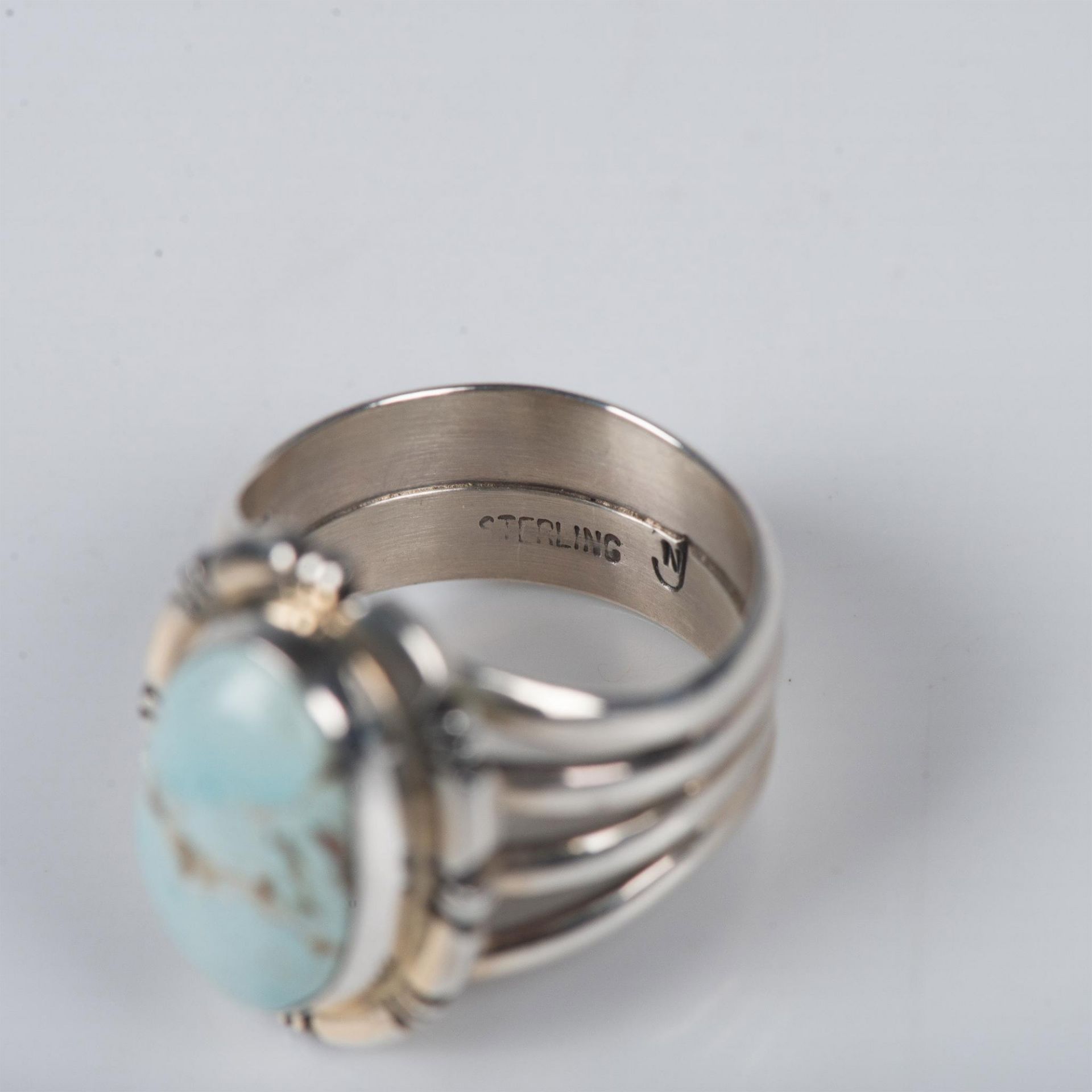 2pc Turquoise & Sterling Silver Bracelet & Ring Set - Bild 5 aus 9