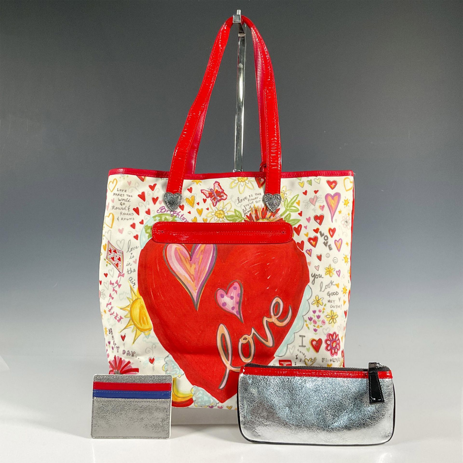 3pc Brighton Handbag, Wallet and Pouch, Love and Makeup - Image 2 of 4