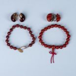 6pc Glass Beaded Bracelets and Clip Back Earrings