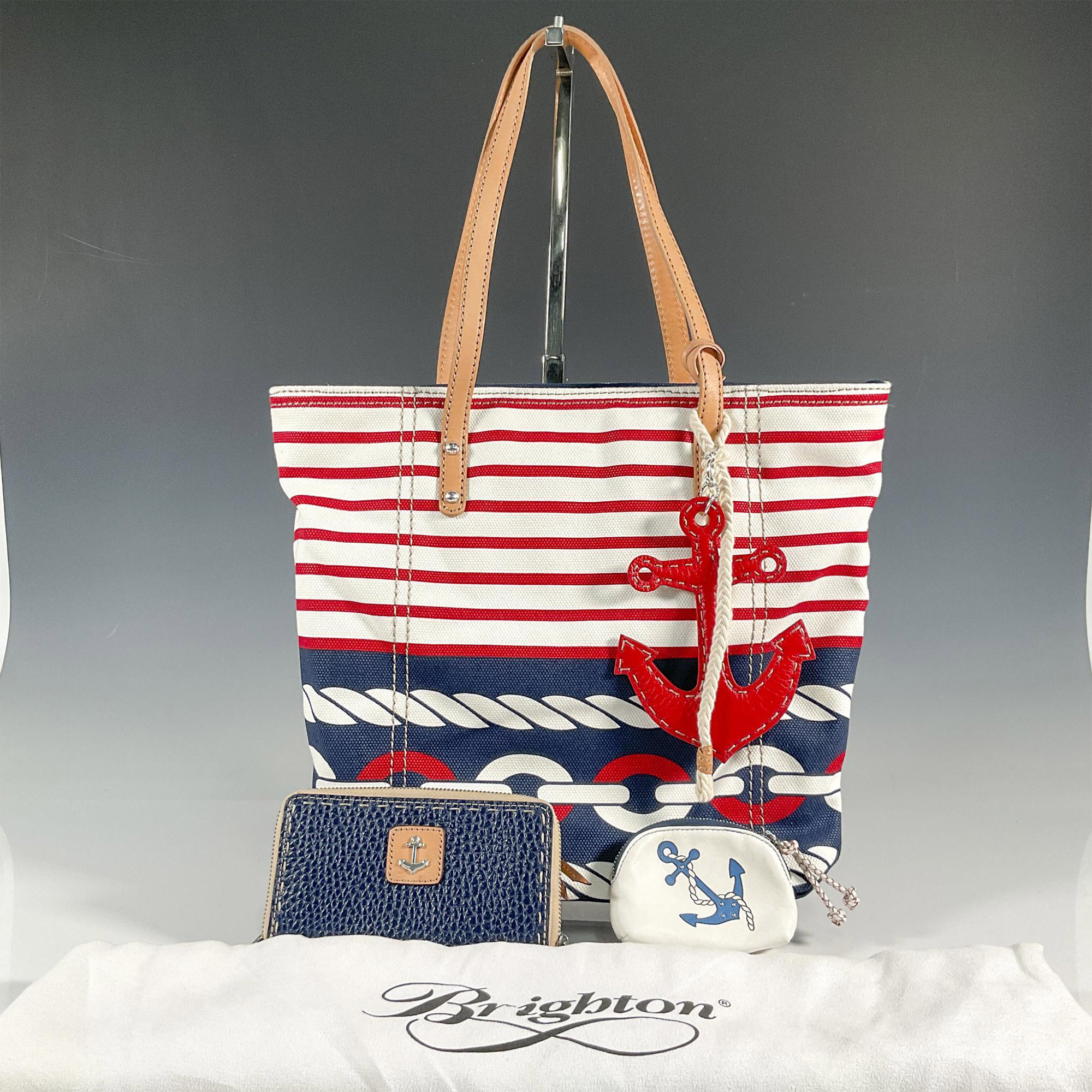 3pc Brighton Handbag, Wallet and Change Purse, Nautical - Image 3 of 4