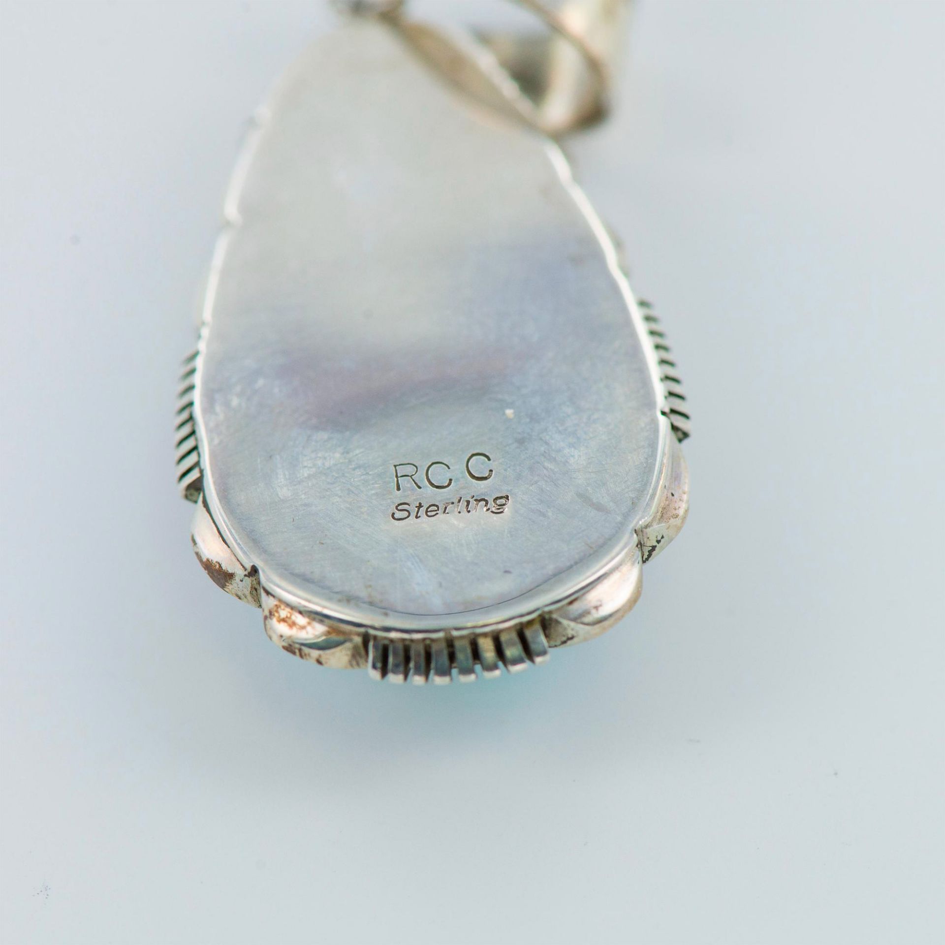 Richard Curley Sterling Silver and Turquoise Pendant - Image 4 of 6