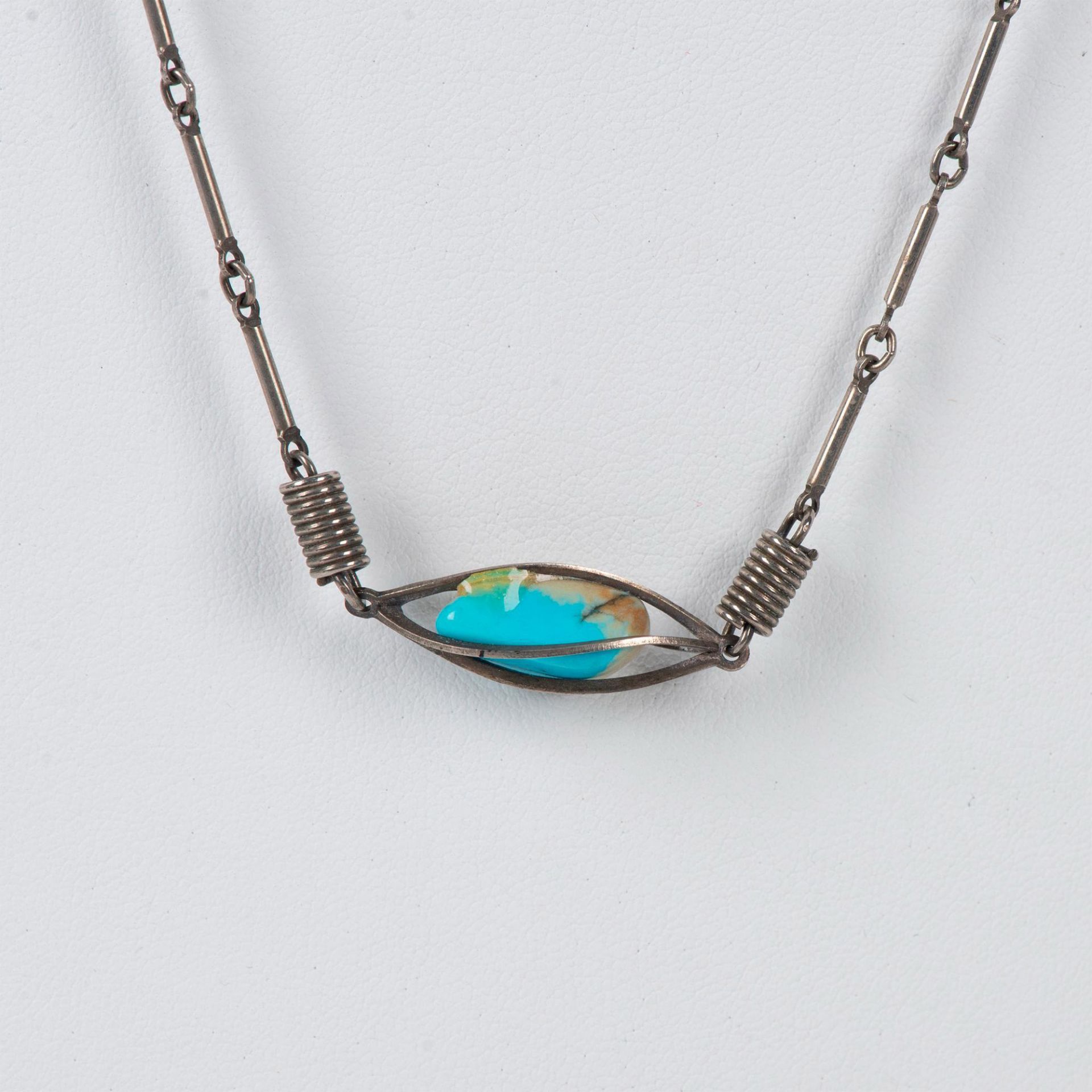 Silver Metal and Turquoise Necklace - Bild 2 aus 3