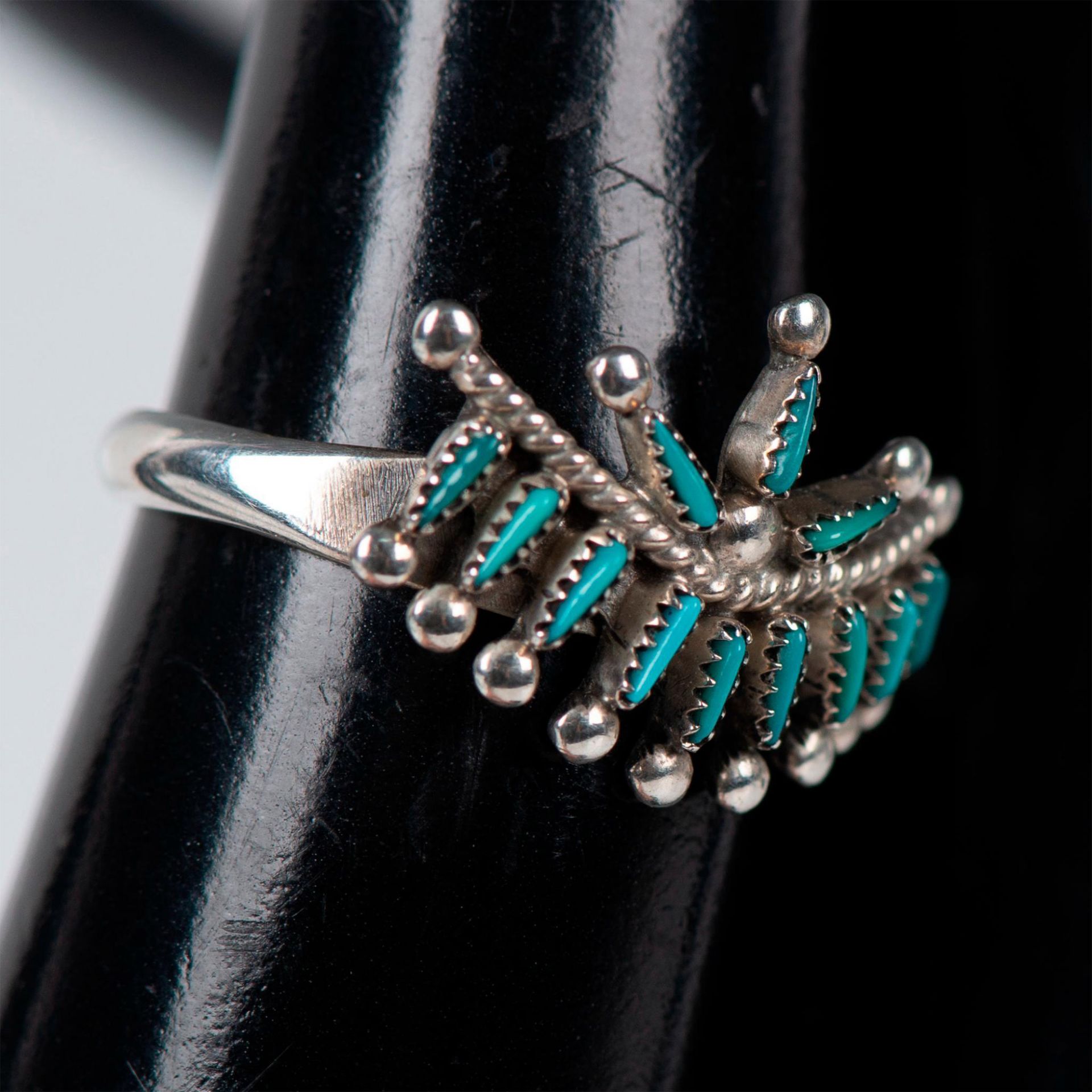 Zuni Native American Sterling Silver & Turquoise Ring - Bild 4 aus 4