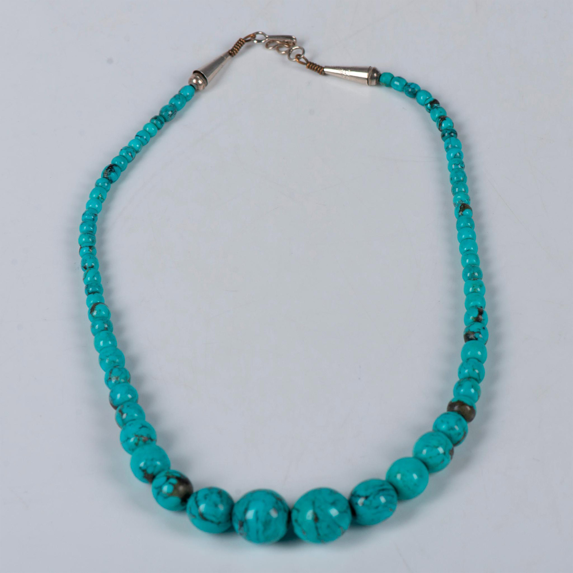 Turquoise Bead and Sterling Silver Necklace - Image 4 of 4