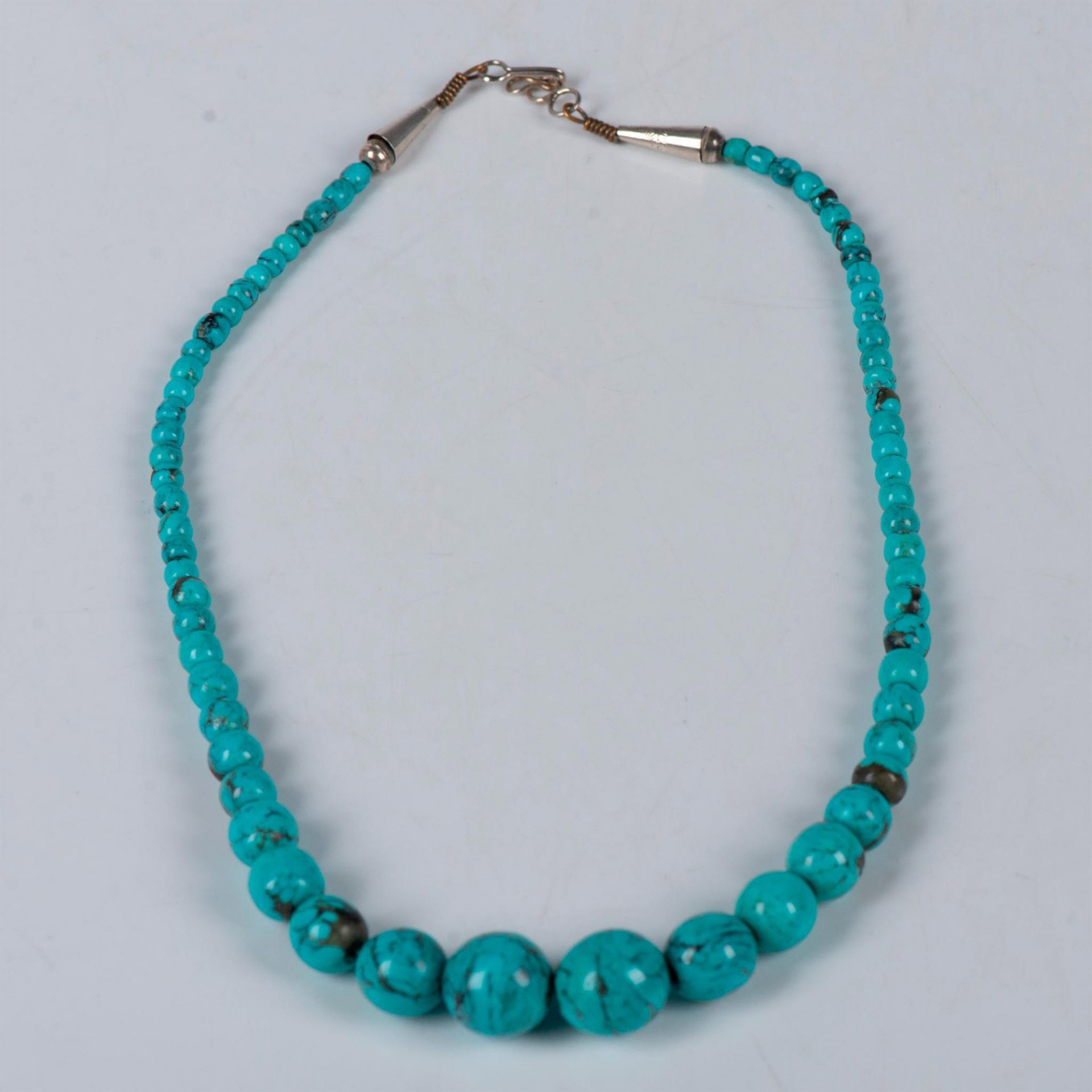 Turquoise Bead and Sterling Silver Necklace - Bild 4 aus 4