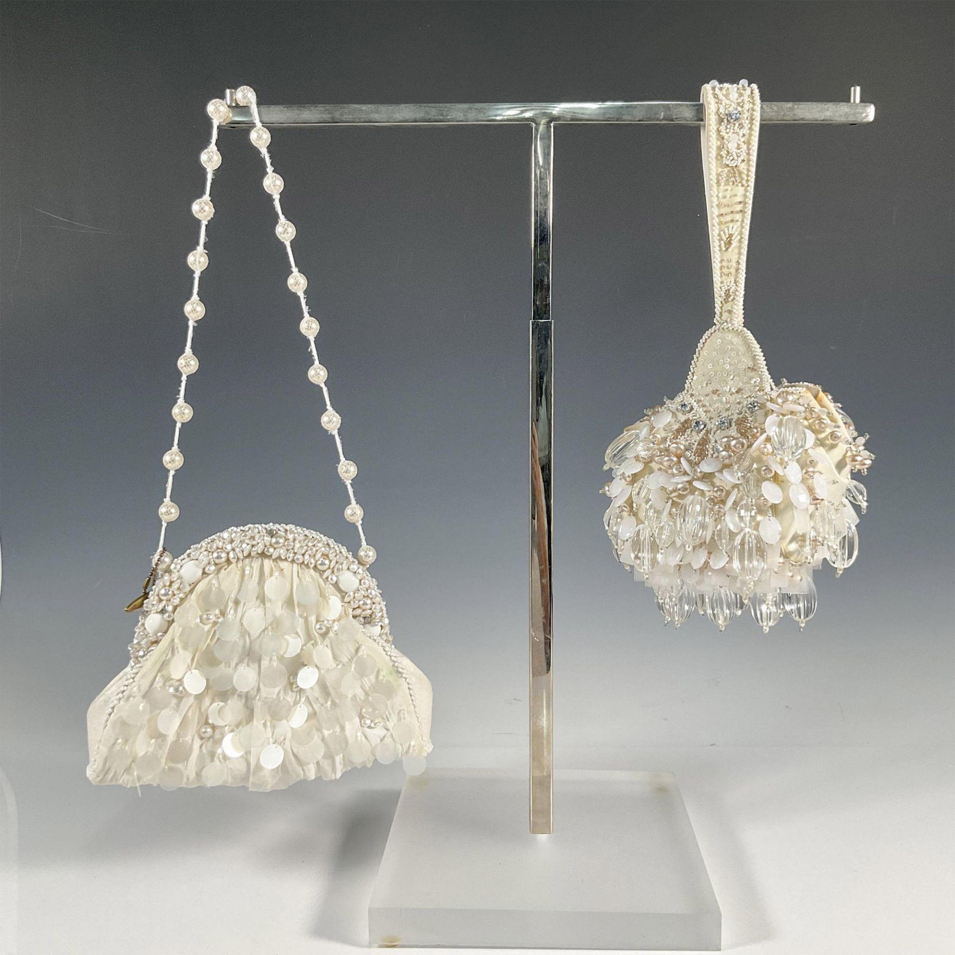 2pc Mary Frances All White Purses - Image 2 of 5