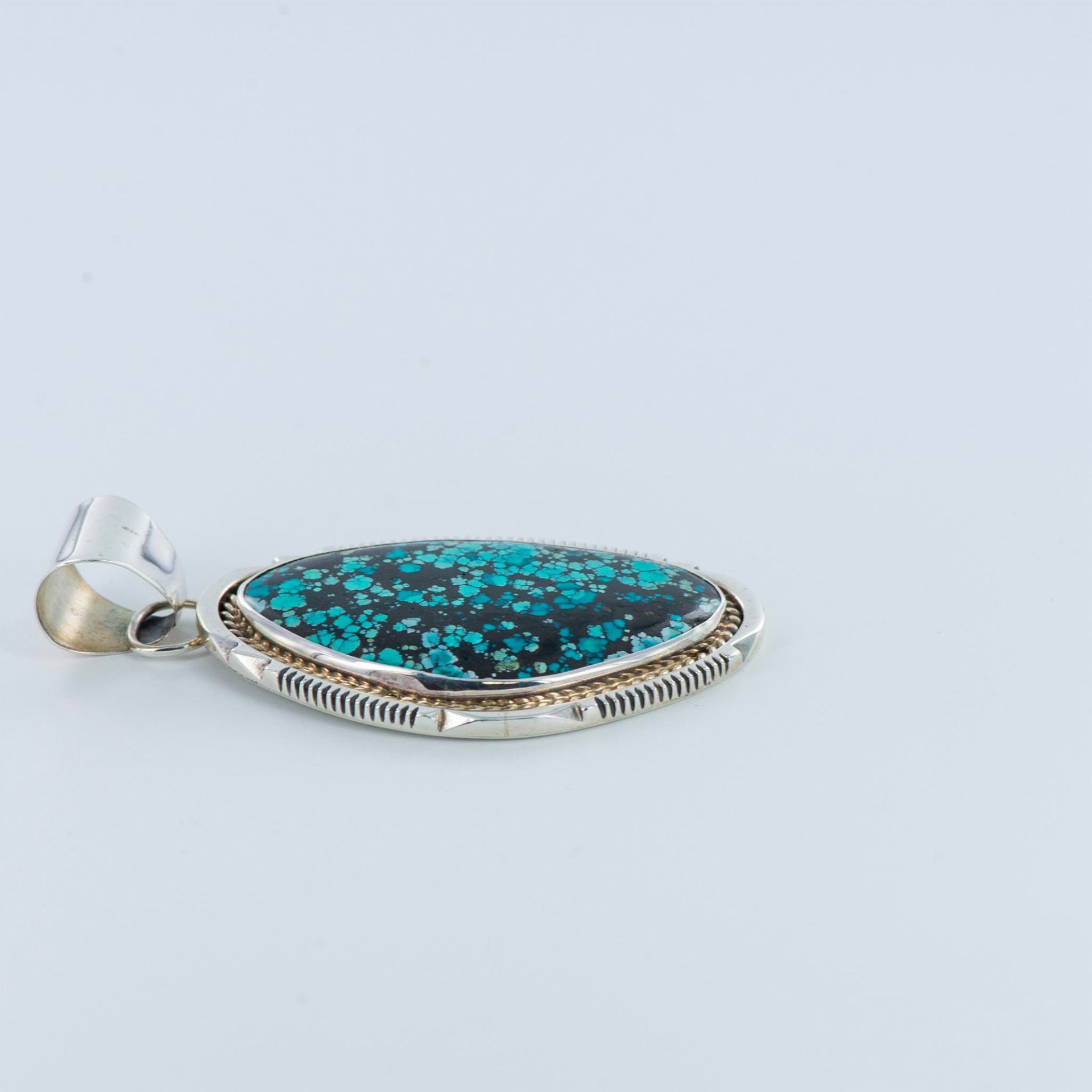 Bill Mex Dineh Sterling Silver and Turquoise Pendant - Bild 5 aus 7