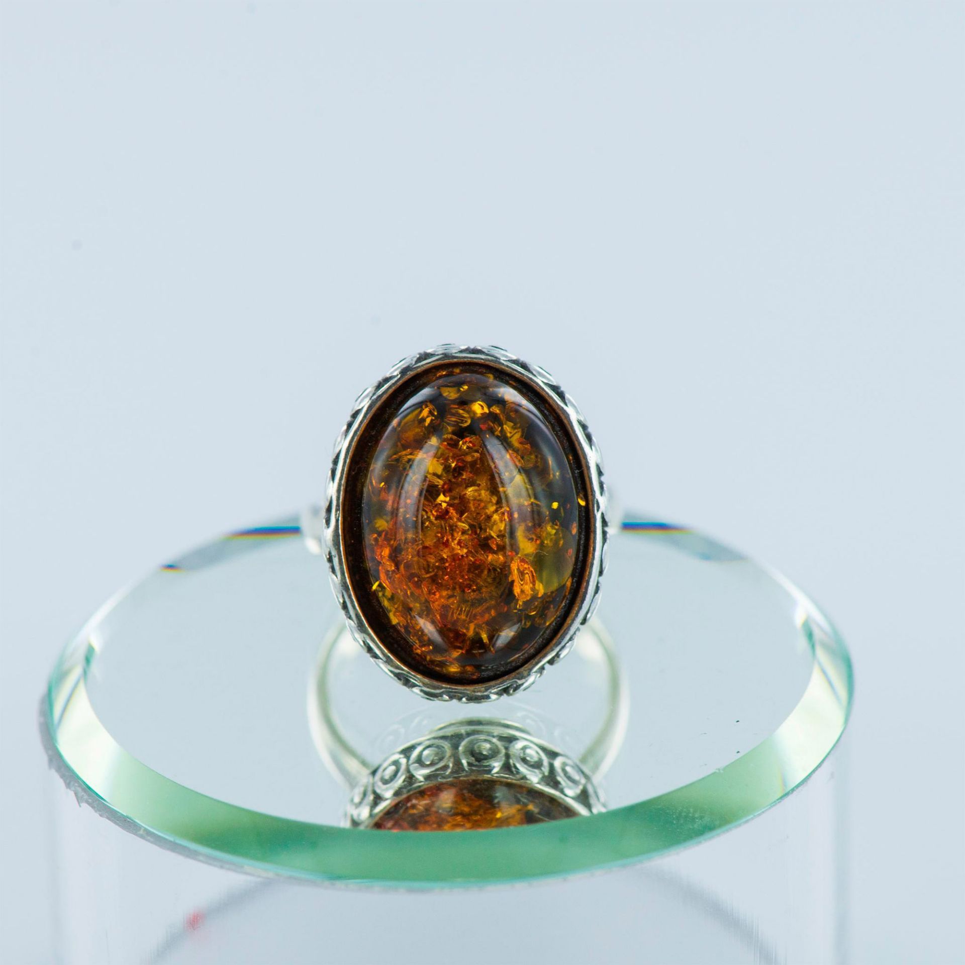 Sterling Silver and Amber Ring - Bild 9 aus 12