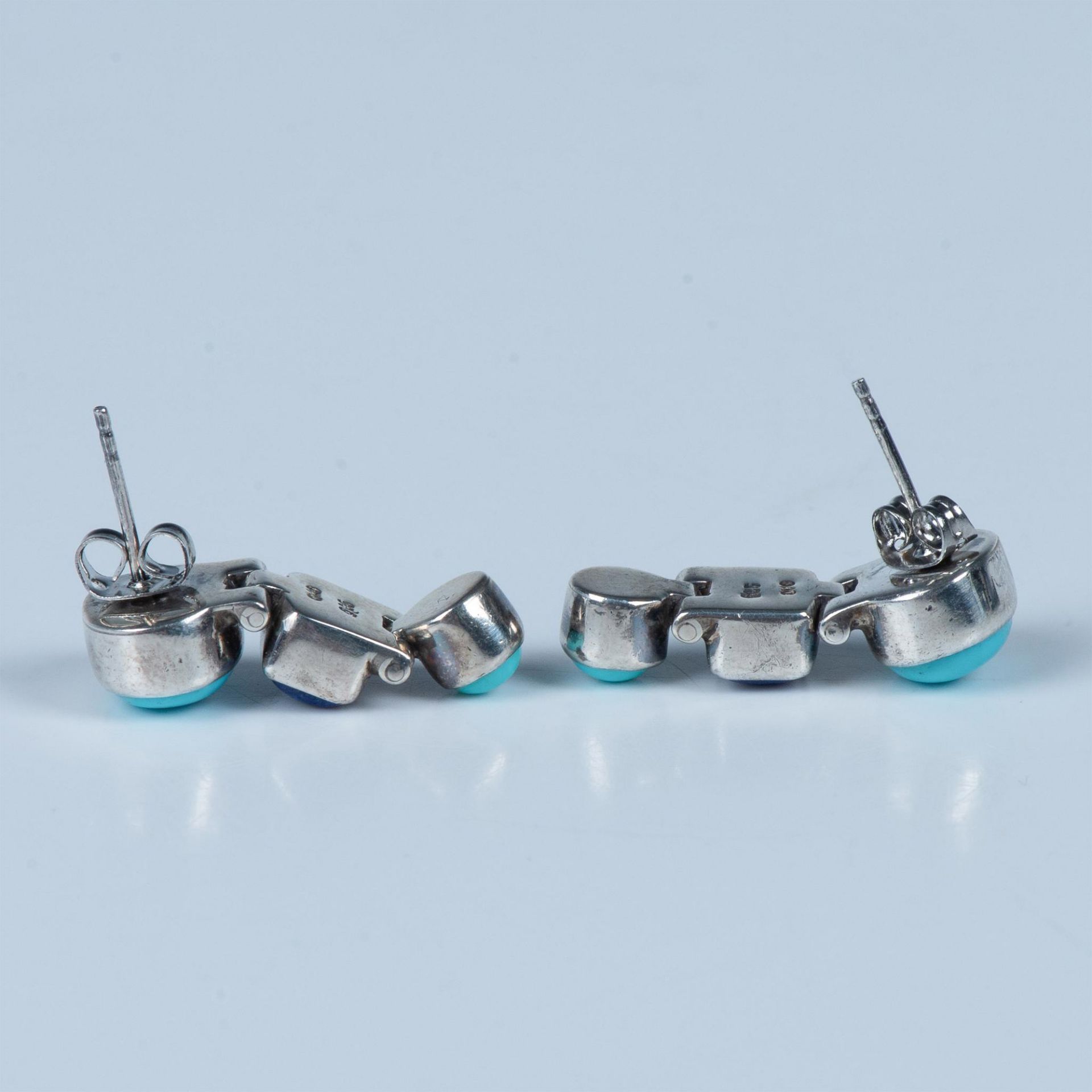 Asch Grossbardt Sterling Silver Turquoise and Lapis Lazuli Earrings - Image 4 of 5