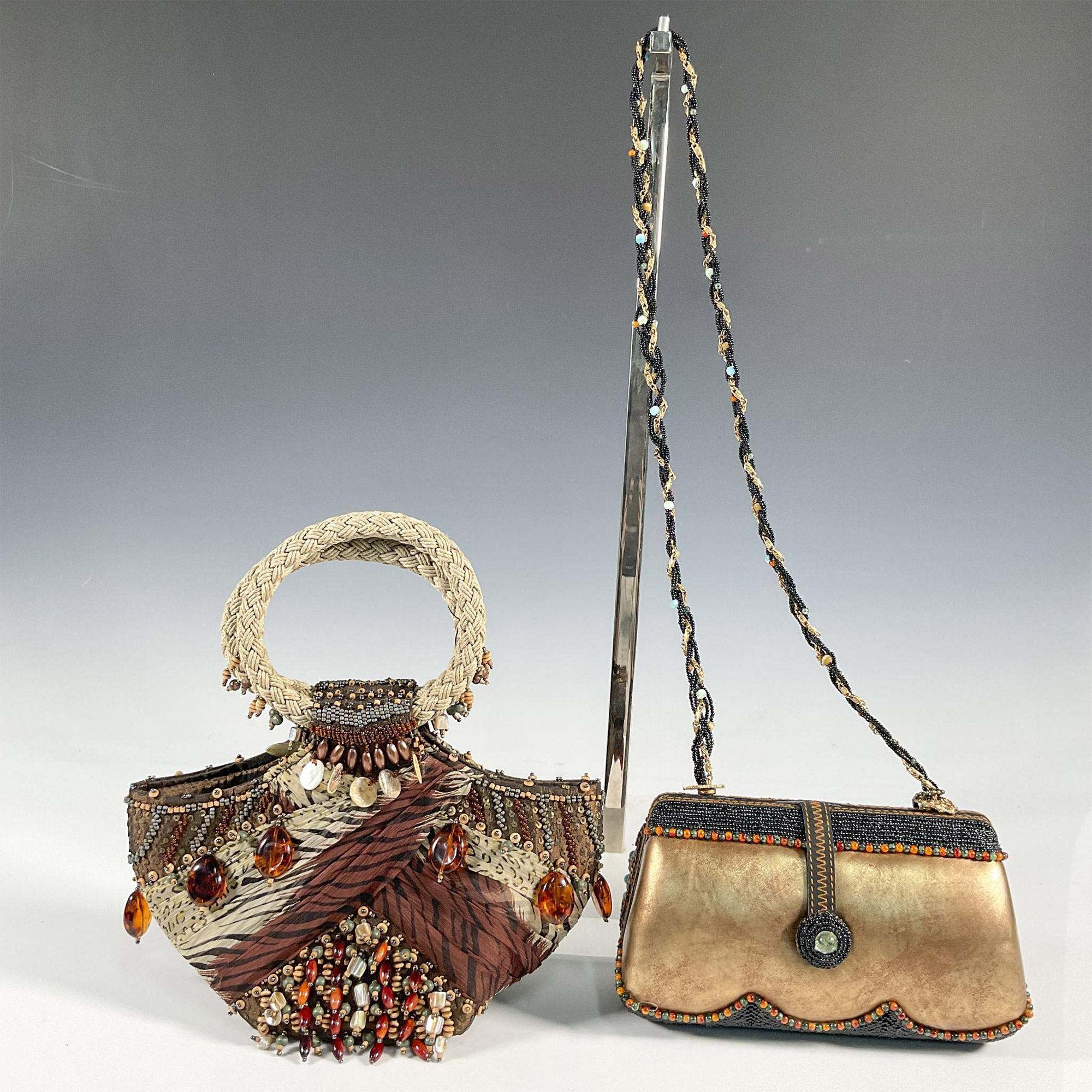 2pc Mary Frances Purses, Minaudiere & Animal Print Bags