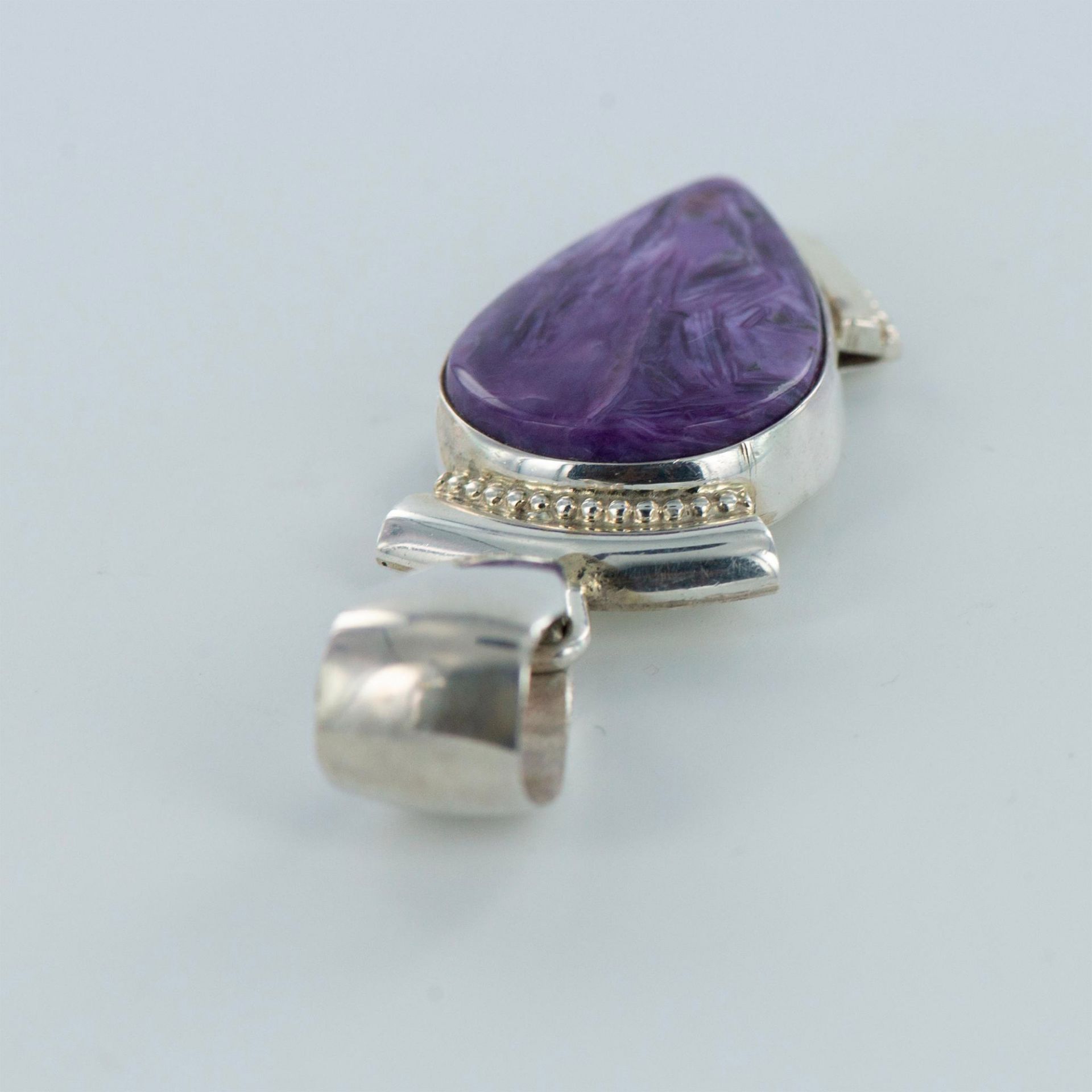 Navajo Gary G. Sanchez Charoite and Sterling Silver Pendant - Image 3 of 5