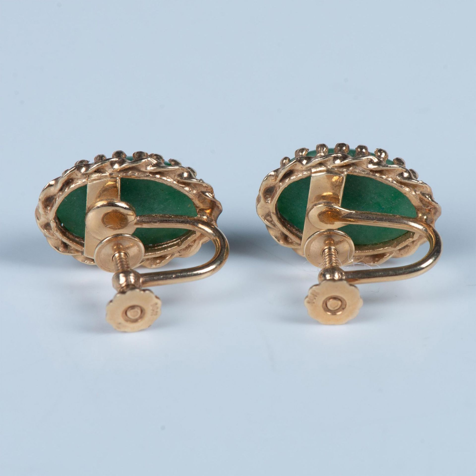 Russian Jade and Gold Earrings - Image 3 of 5