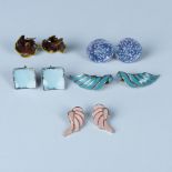 5 Pairs of Enamel Clip/Screw Back Earrings