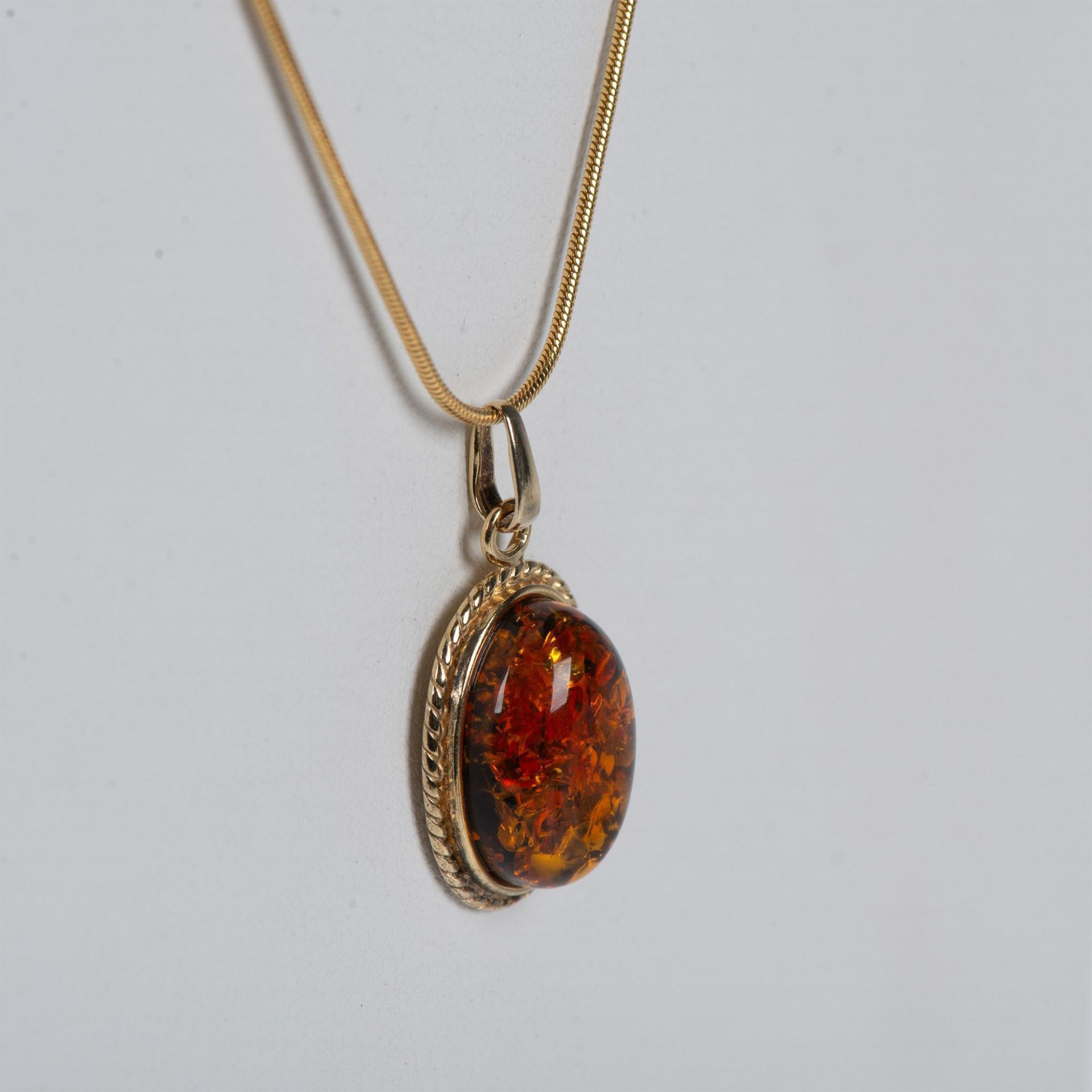 Gold-Washed Sterling Silver and Amber Necklace - Image 2 of 5