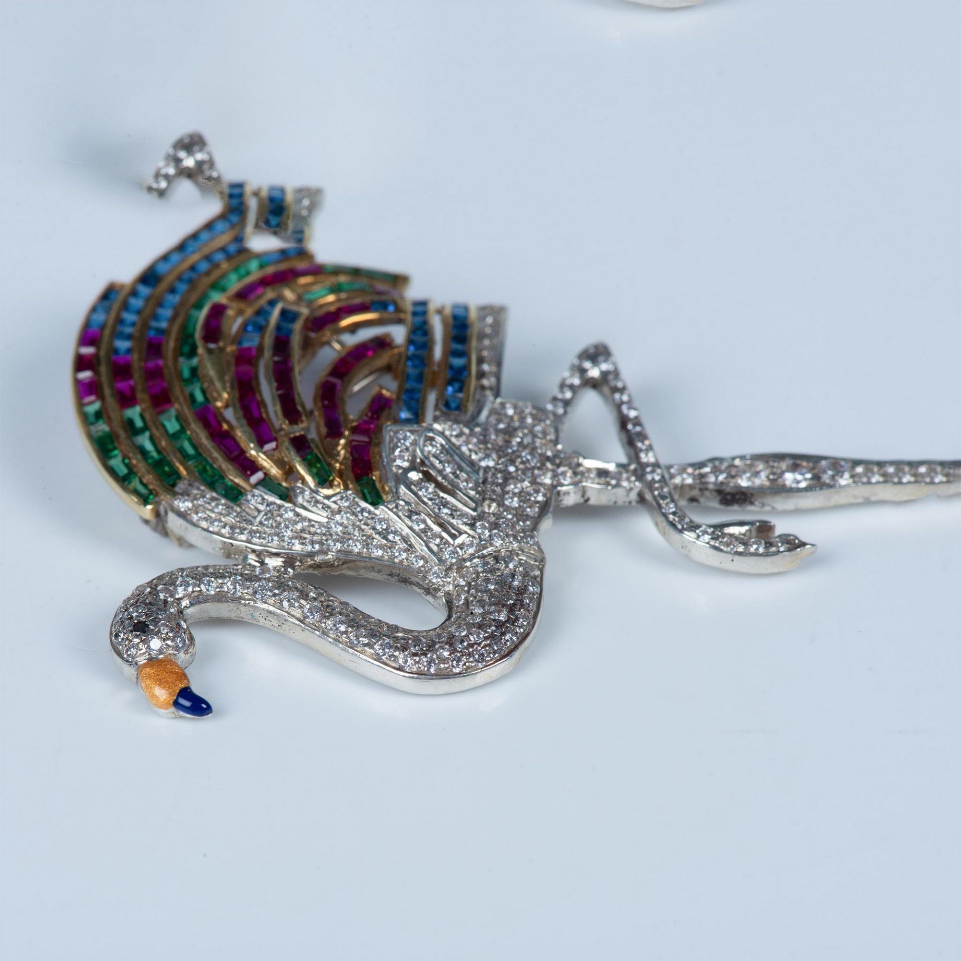 Sterling Silver and Swarovski Crystal Flamingo Brooch - Bild 3 aus 5