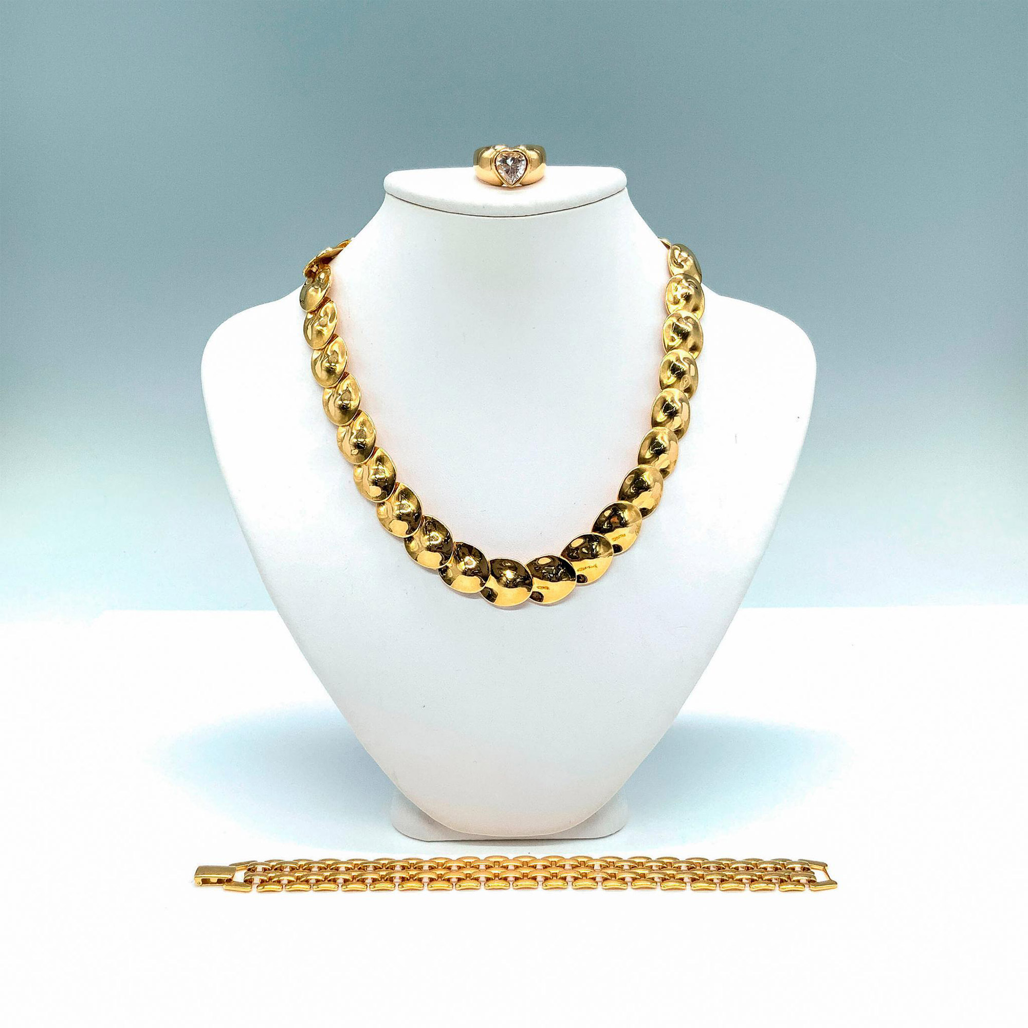 3pc Elegant Gold Filled Necklace, Bracelet, and Ring Set