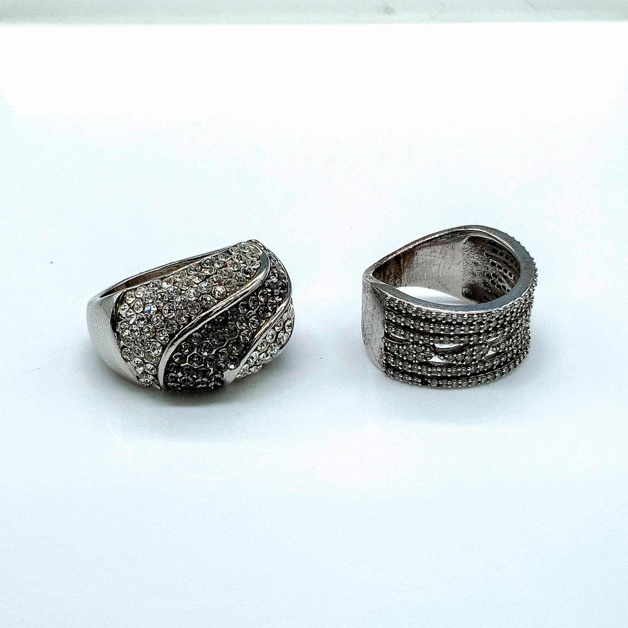 Set of Two Stunning Silver Tone Cubic Zirconia Rings - Image 2 of 2