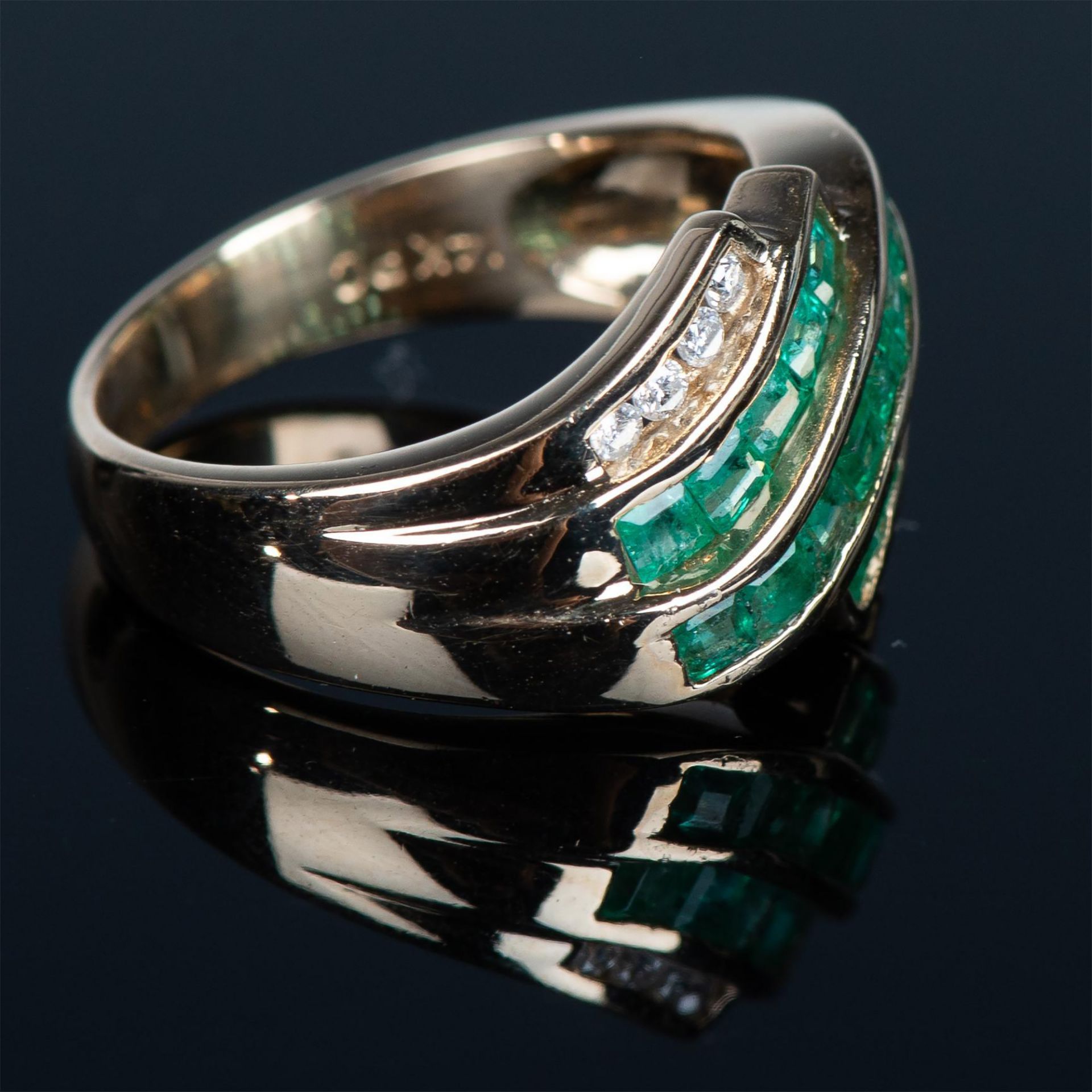 Fabulous 14K Yellow Gold, Emerald & Diamond Ring - Image 6 of 8