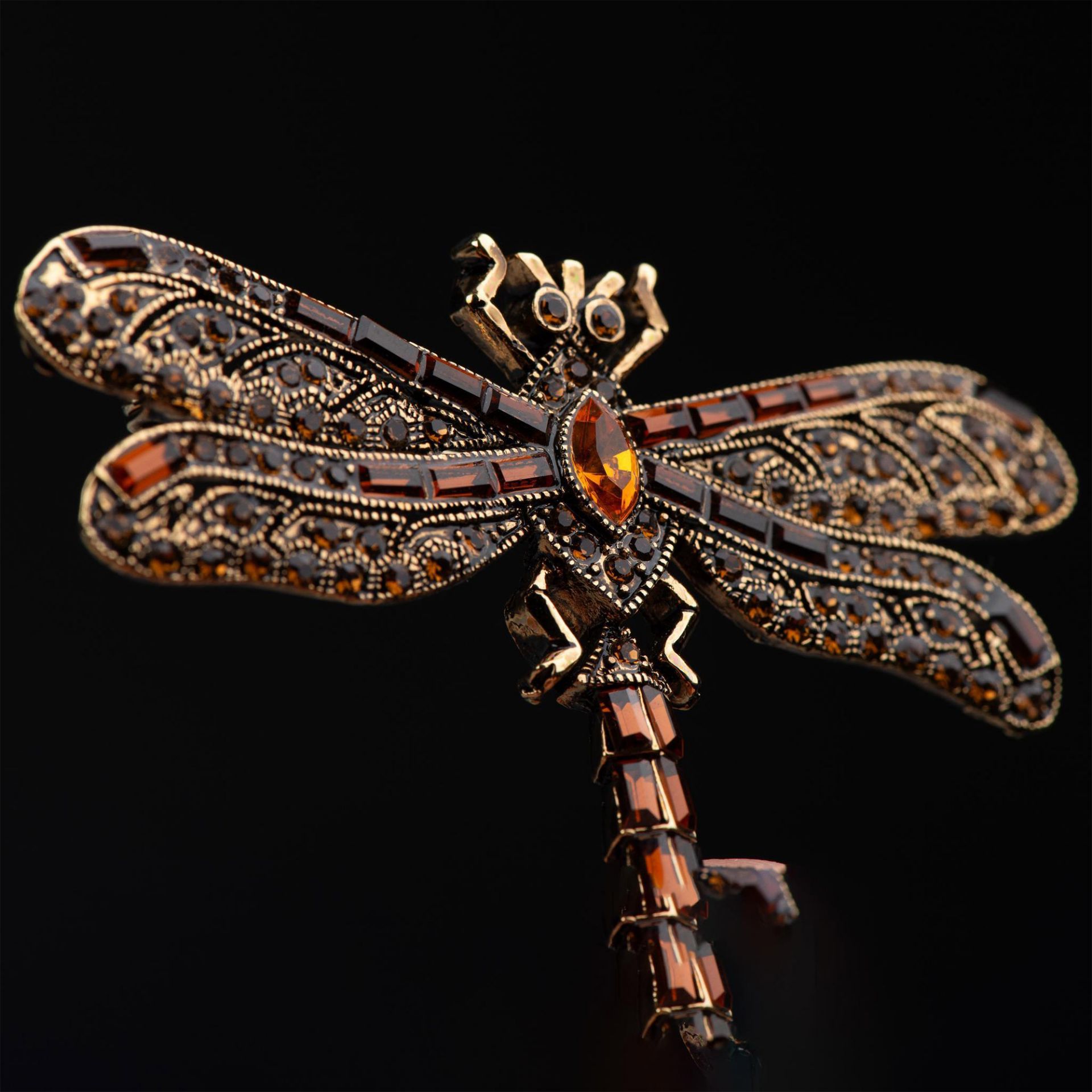 2pc Dragonfly Rhinestone Brooch & Stretch Bracelet - Image 3 of 6