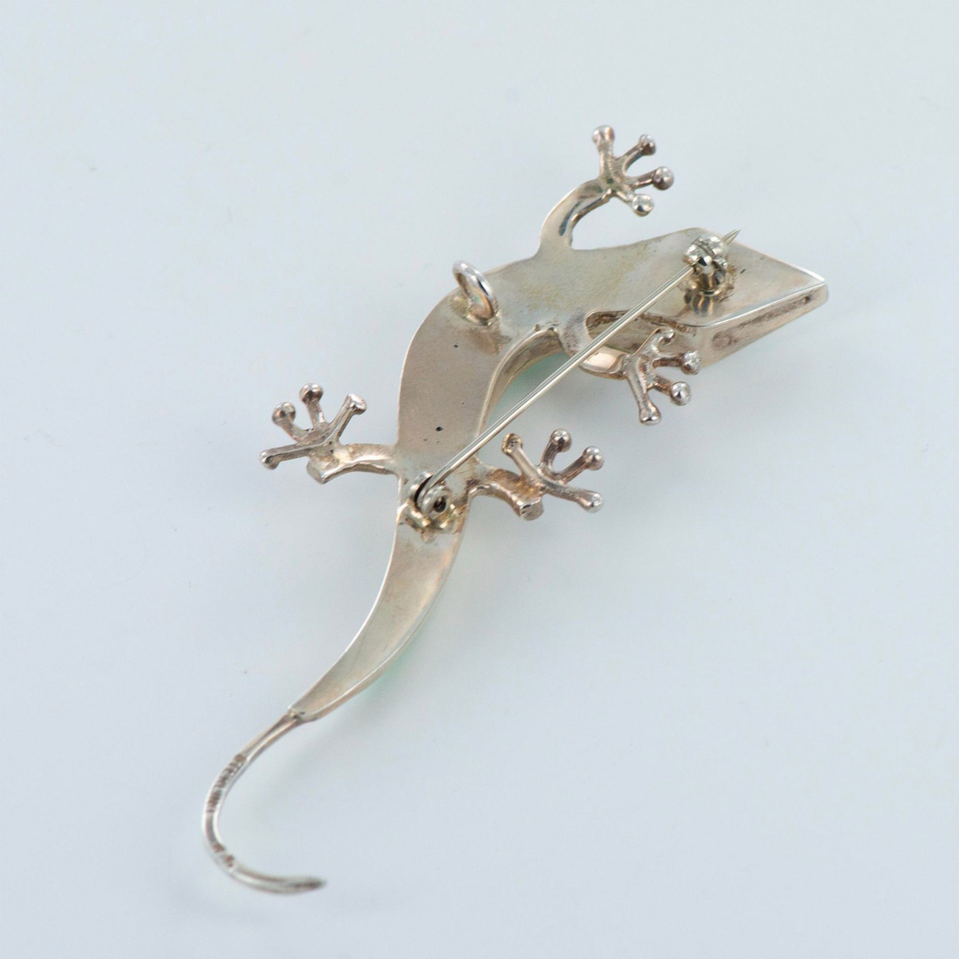 Sterling Silver and Green Turquoise Gecko Pin-Pendant - Bild 6 aus 6