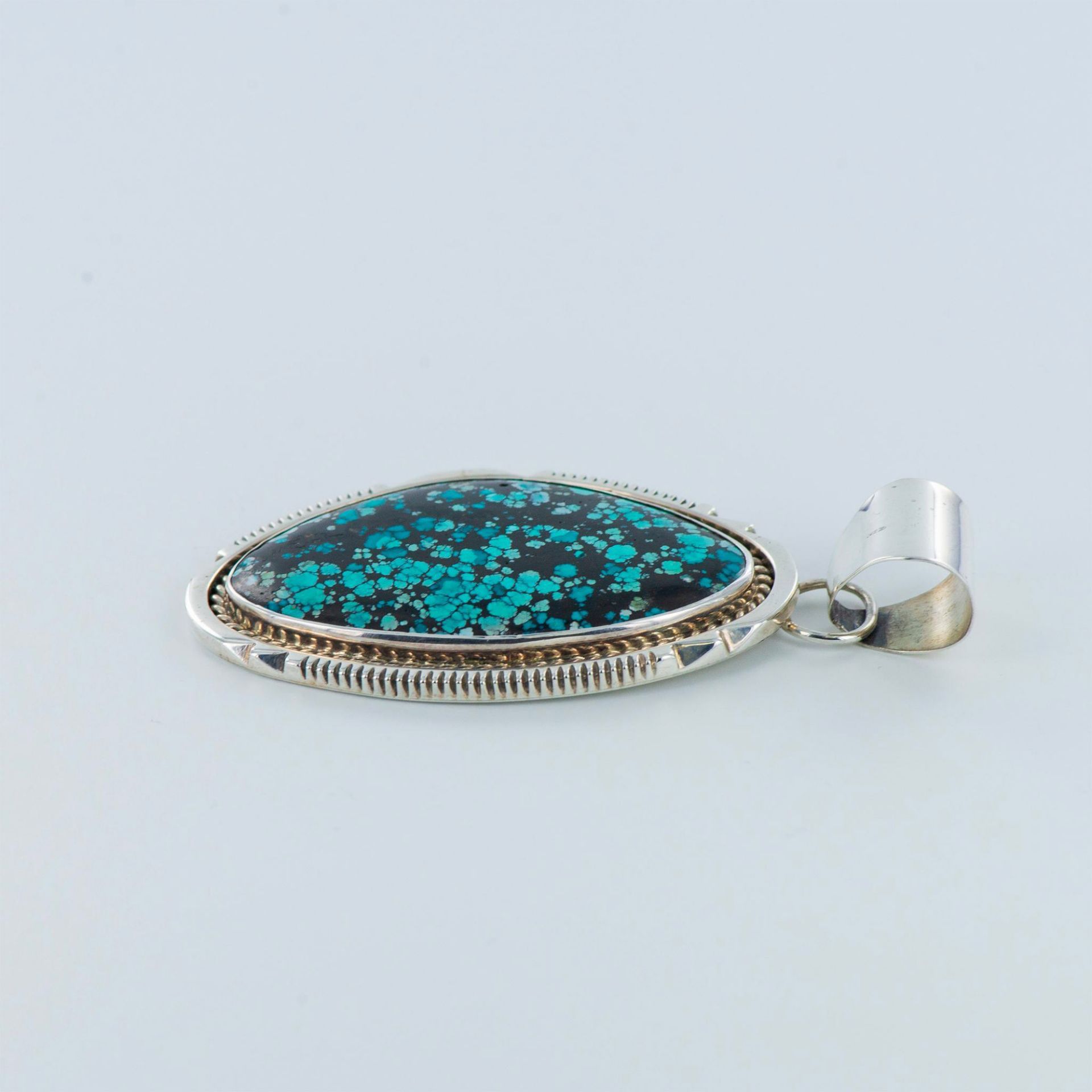 Bill Mex Dineh Sterling Silver and Turquoise Pendant - Bild 3 aus 7